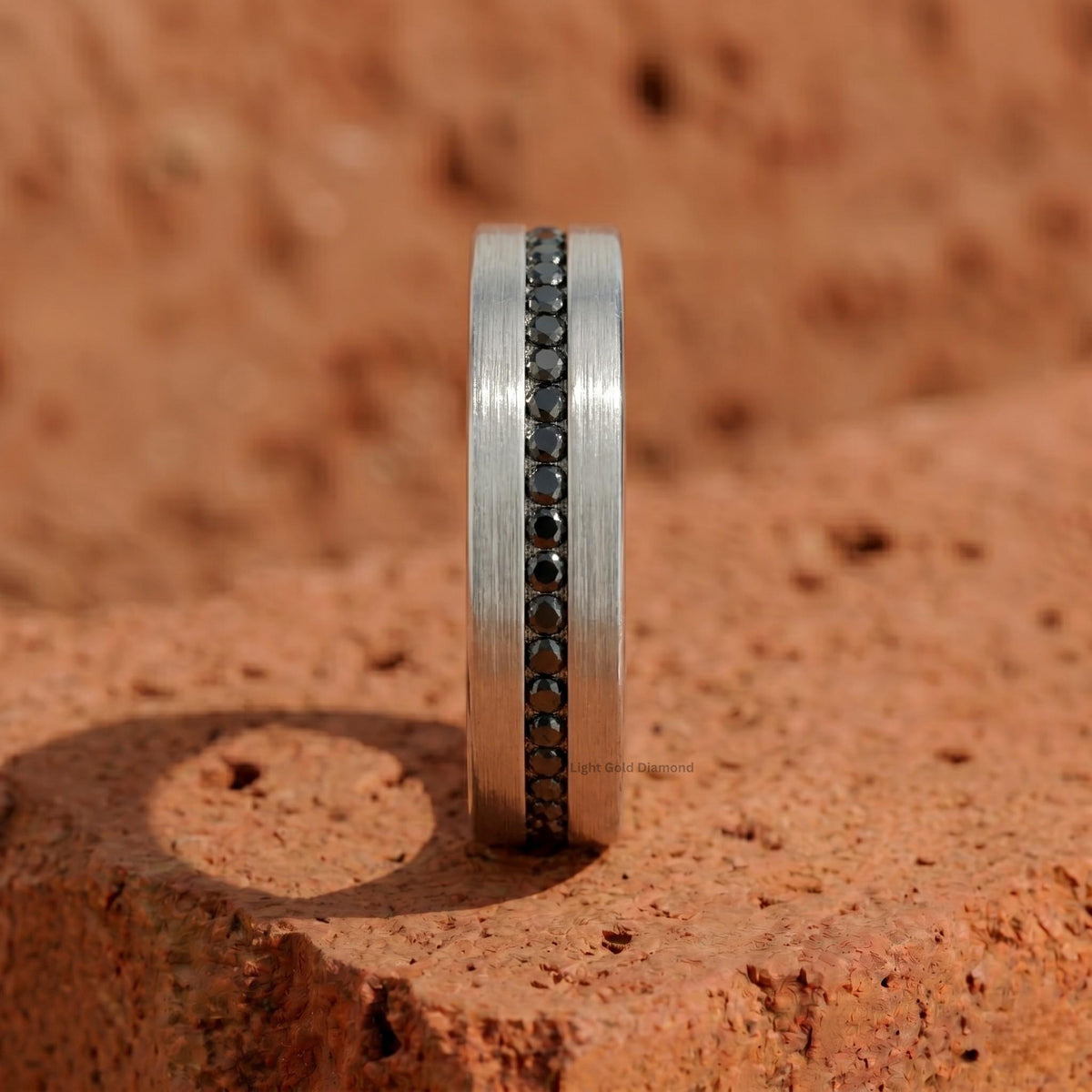Natural Black Diamond Mens wedding band