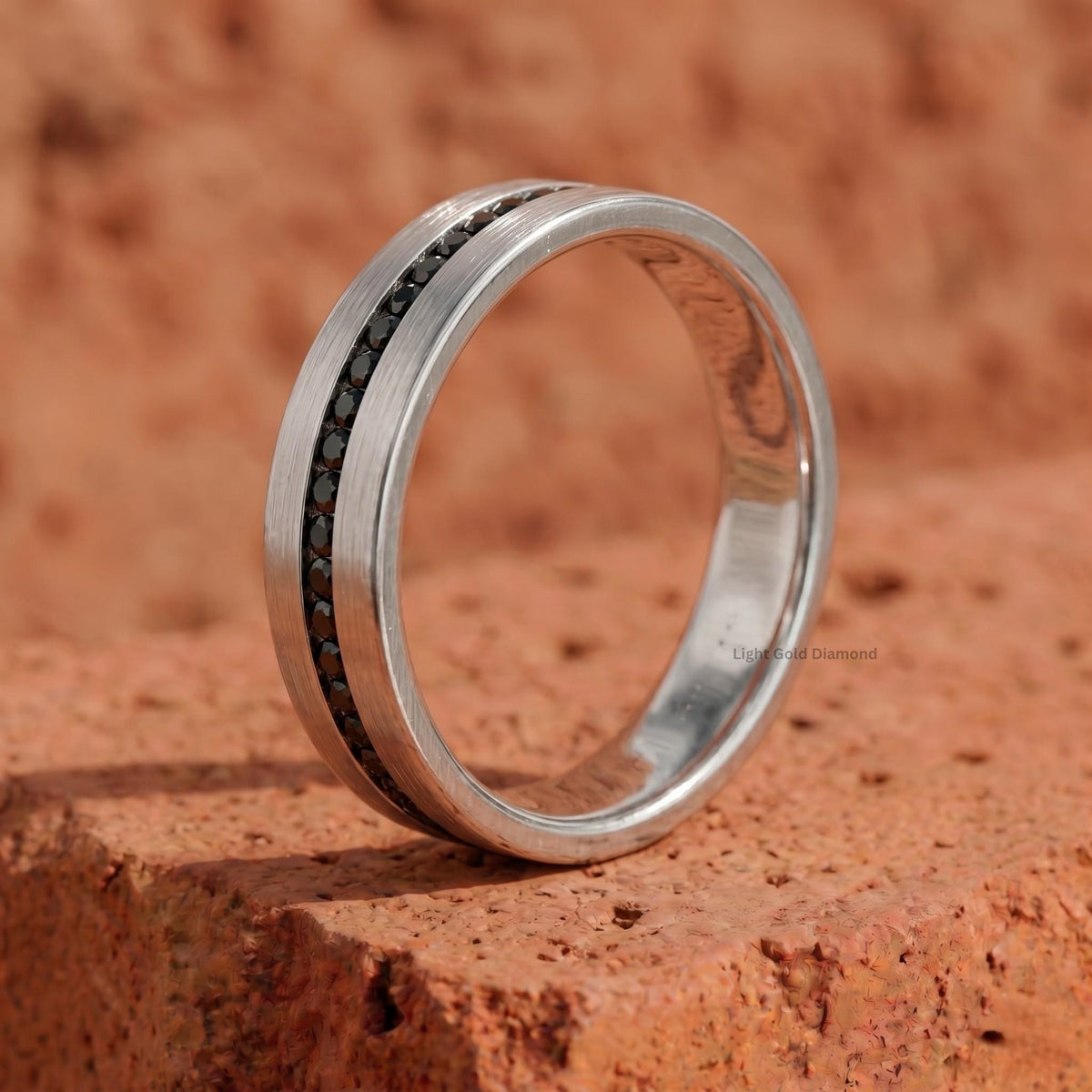 Natural Black Diamond Mens wedding band
