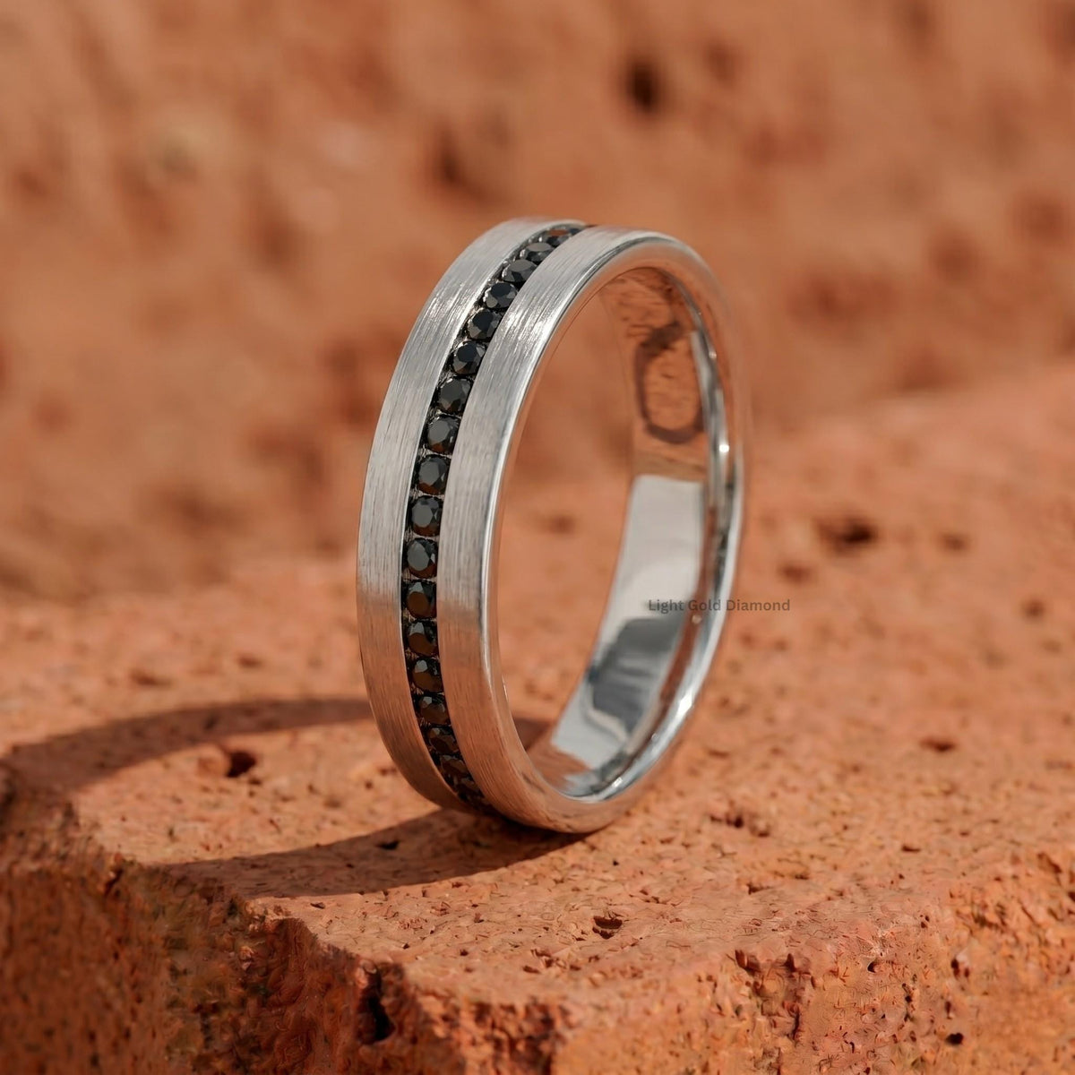 Natural Black Diamond Mens wedding band
