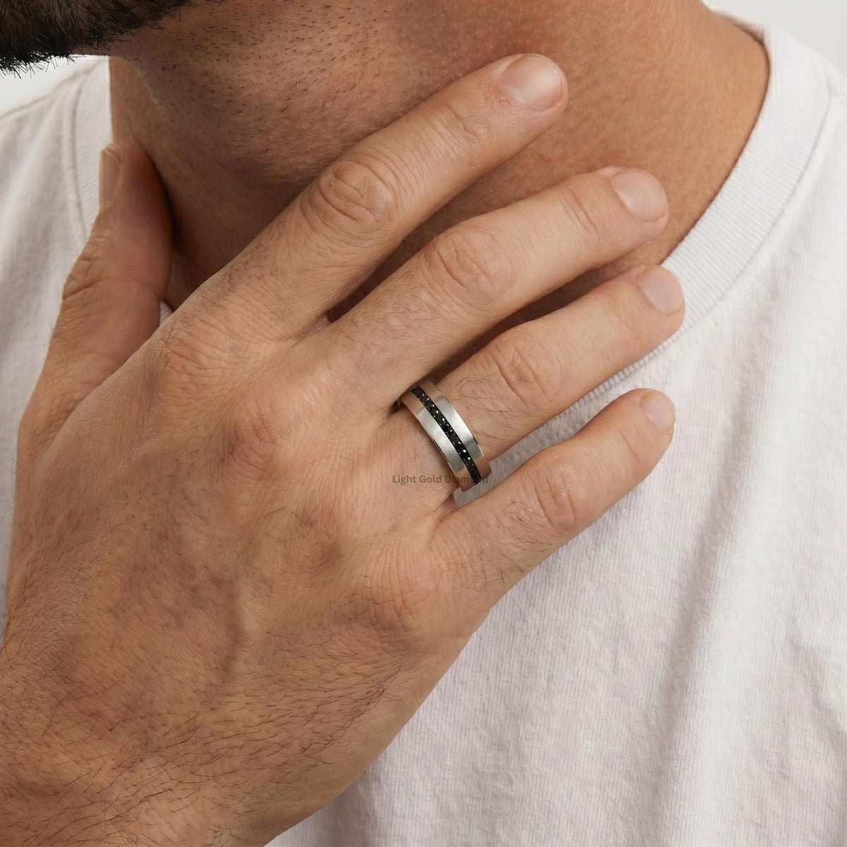 Natural Black Diamond Mens wedding band