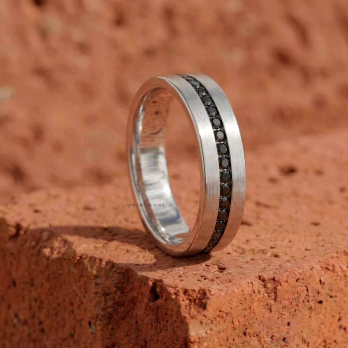 Natural Black Diamond Mens wedding band