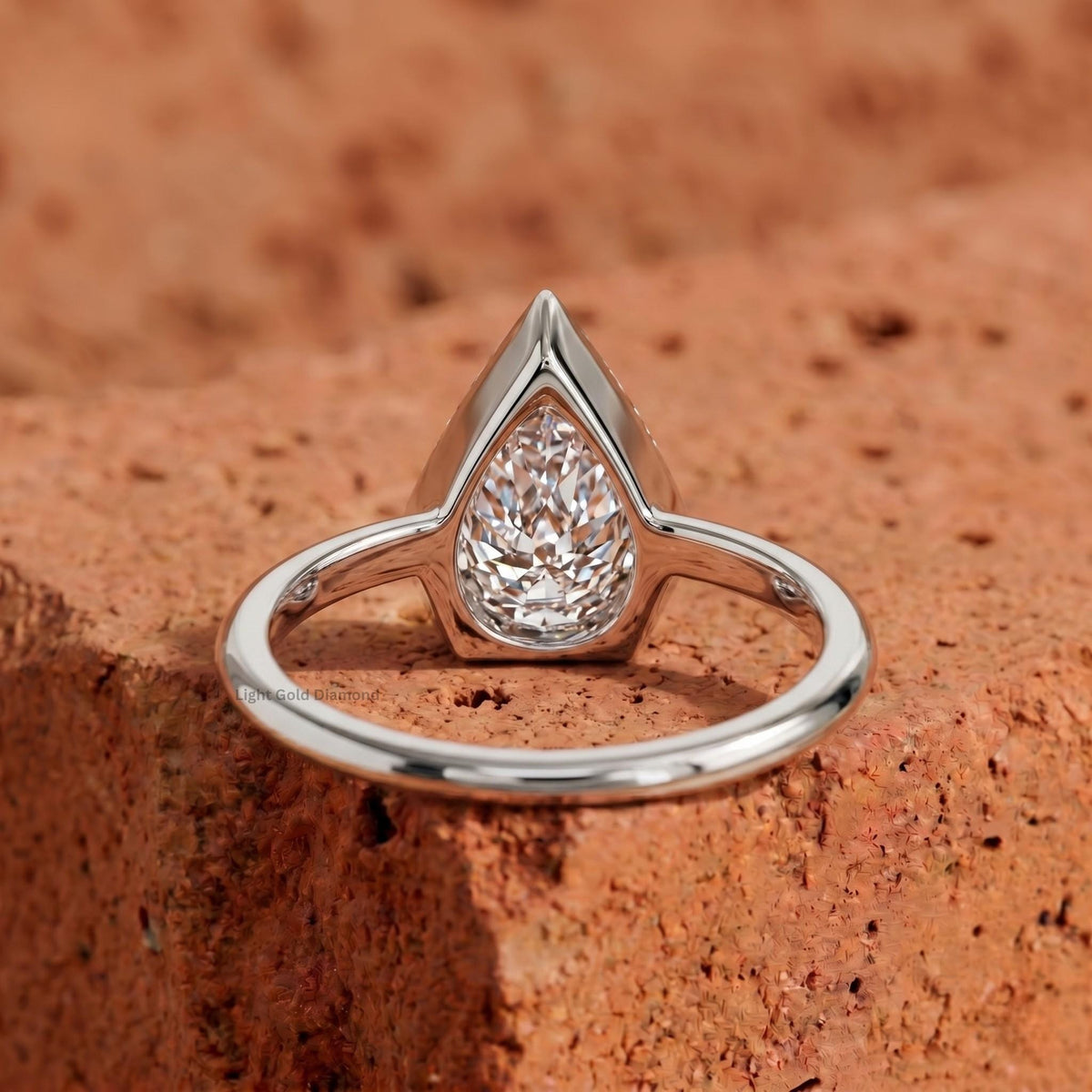 Pear Lab Grown Diamond Bezel Solitaire Ring