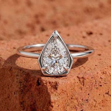 Pear Lab Grown Diamond Bezel Solitaire Ring