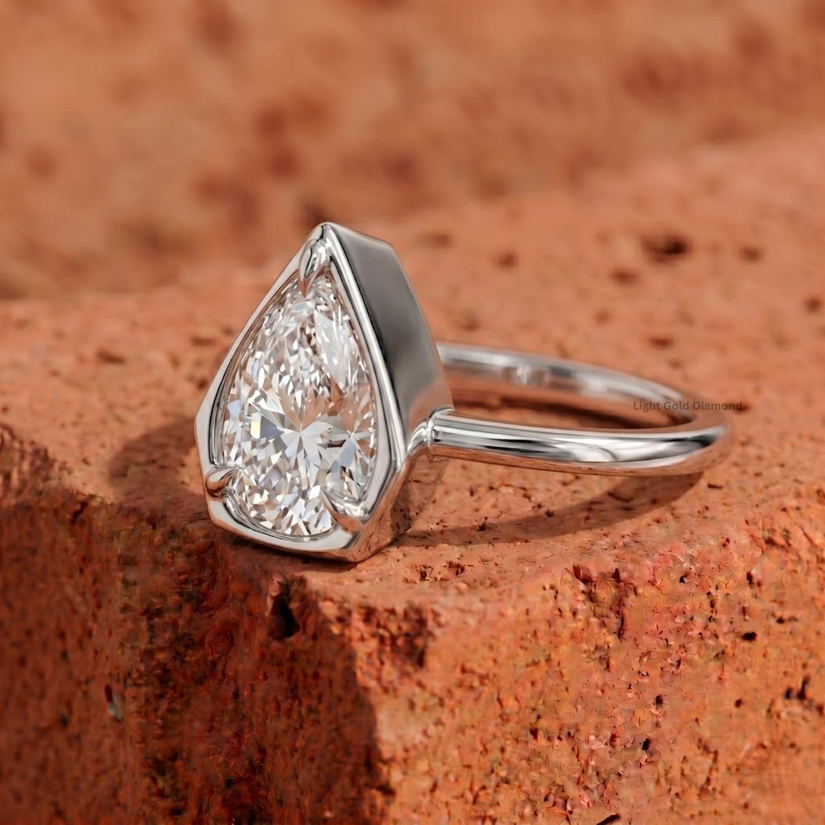 Pear Lab Grown Diamond Bezel Solitaire Ring