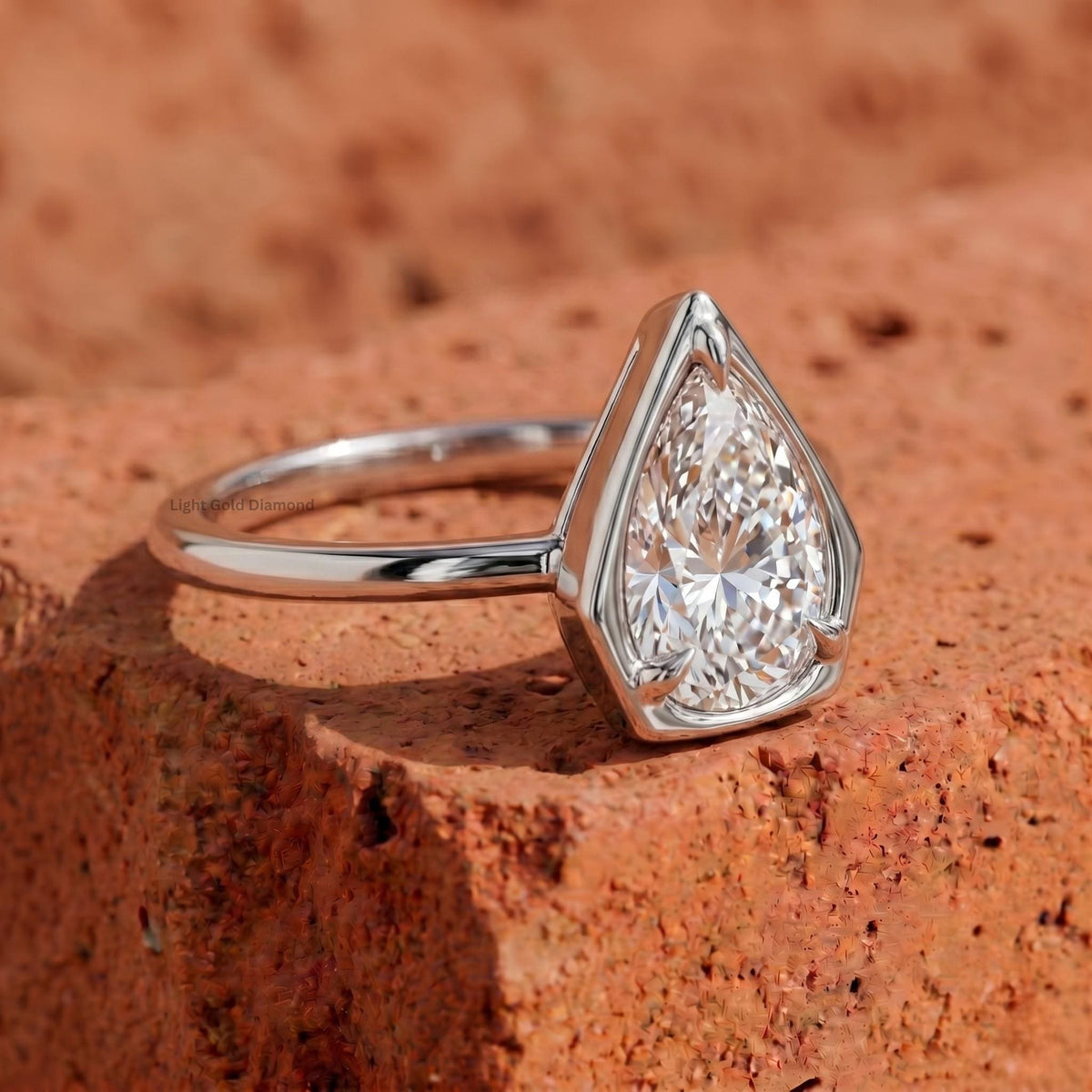 Pear Lab Grown Diamond Bezel Solitaire Ring