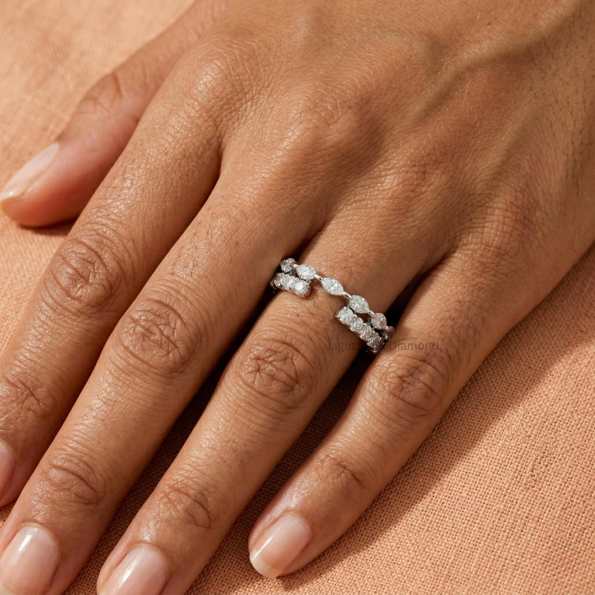 Round & Marquise Cut Diamond Enhancer Ring