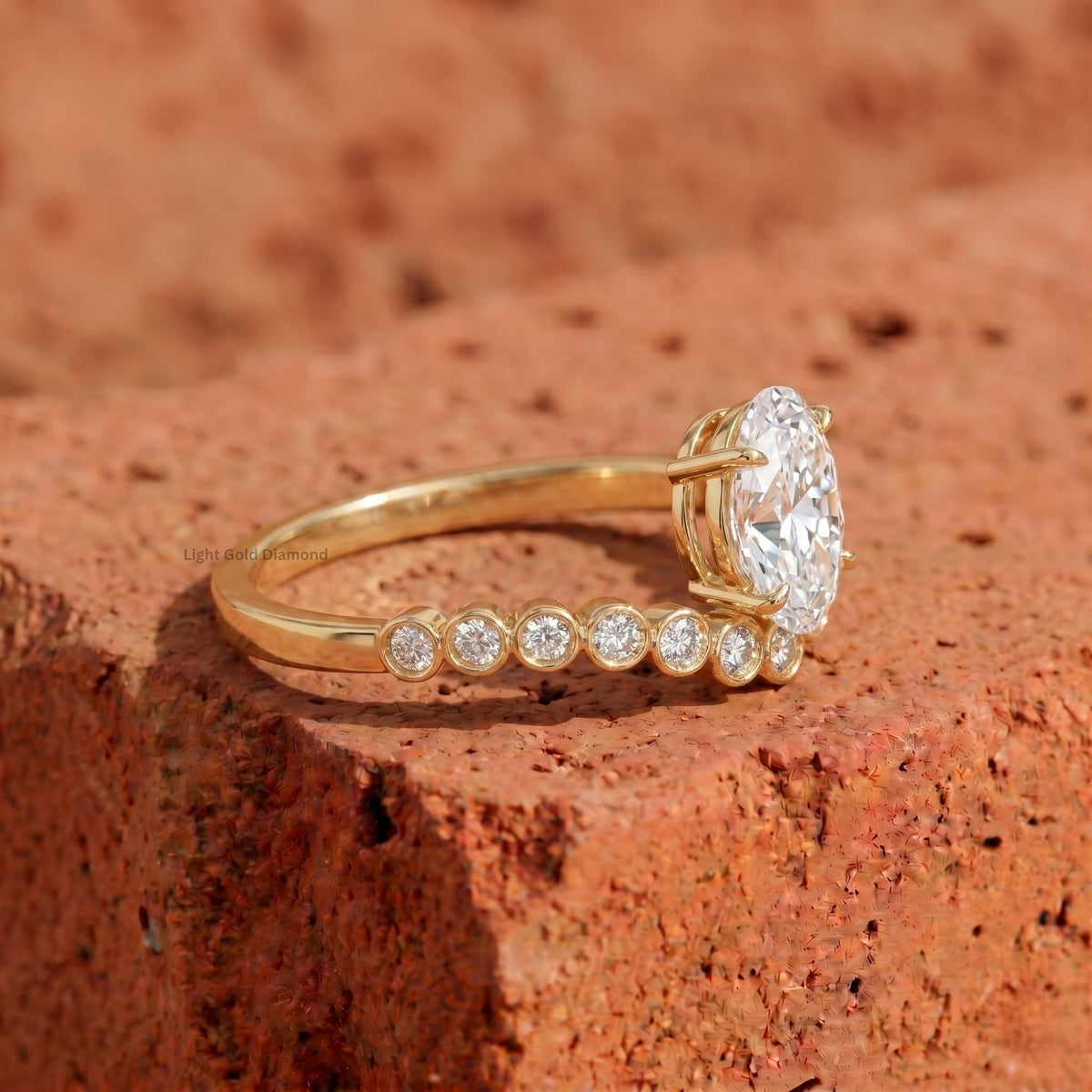 Oval cut bezel band ring Lab Grown Diamond  Laft Pose