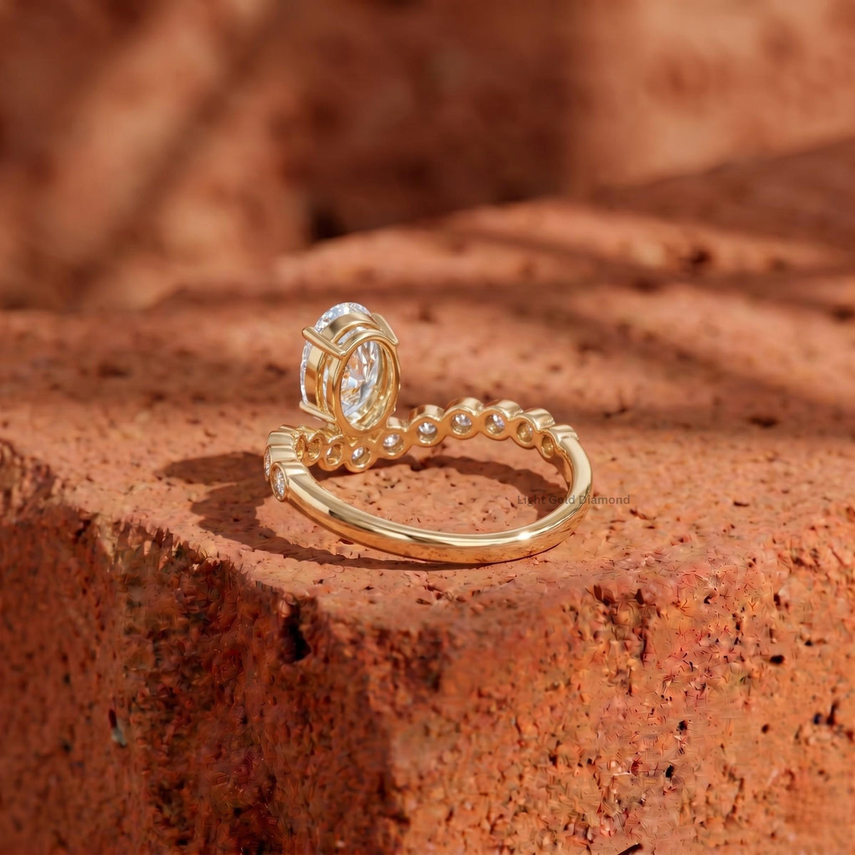 Oval cut bezel band ring Lab Grown Diamond Back side 
