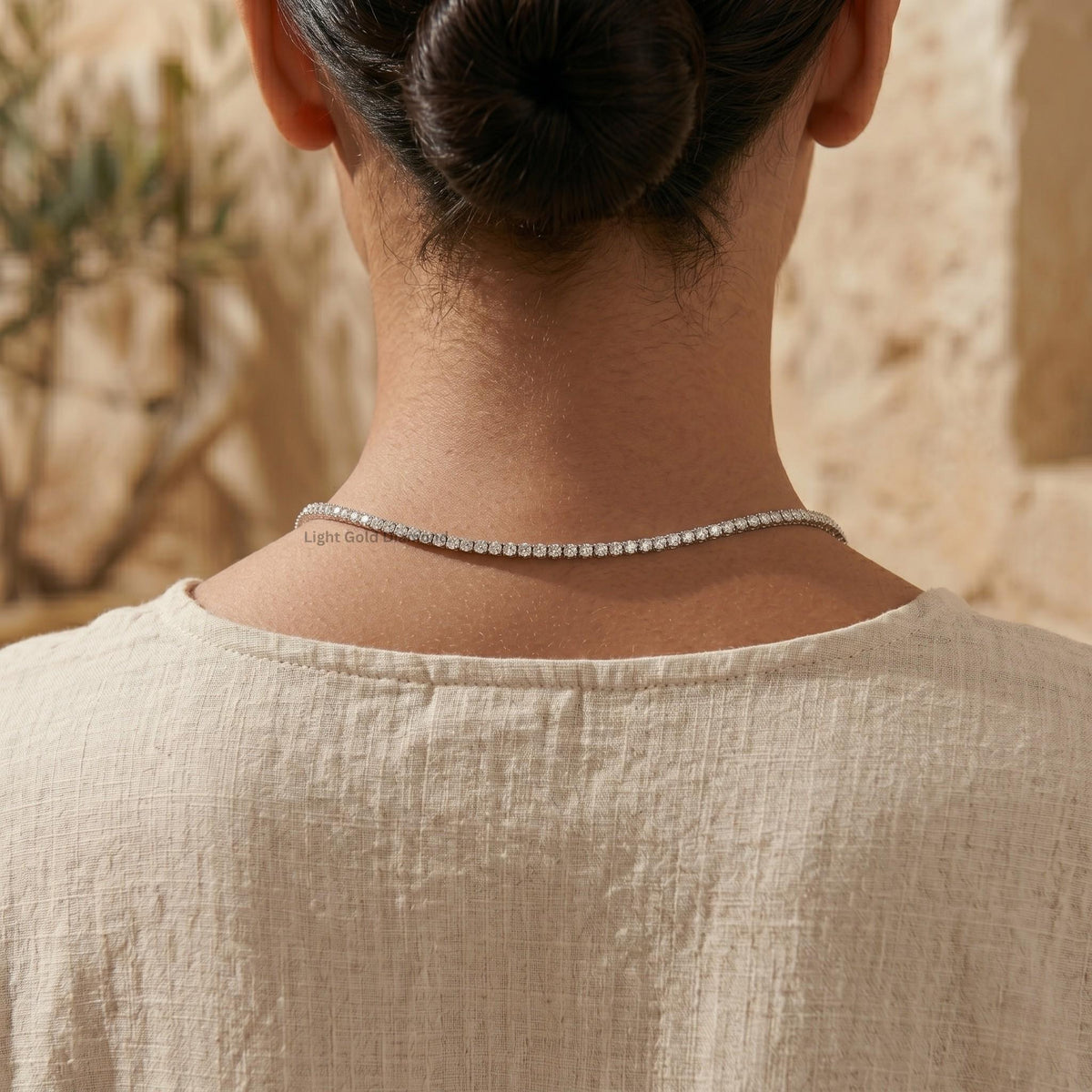 Round Lab-Grown Diamond Tennis Necklace