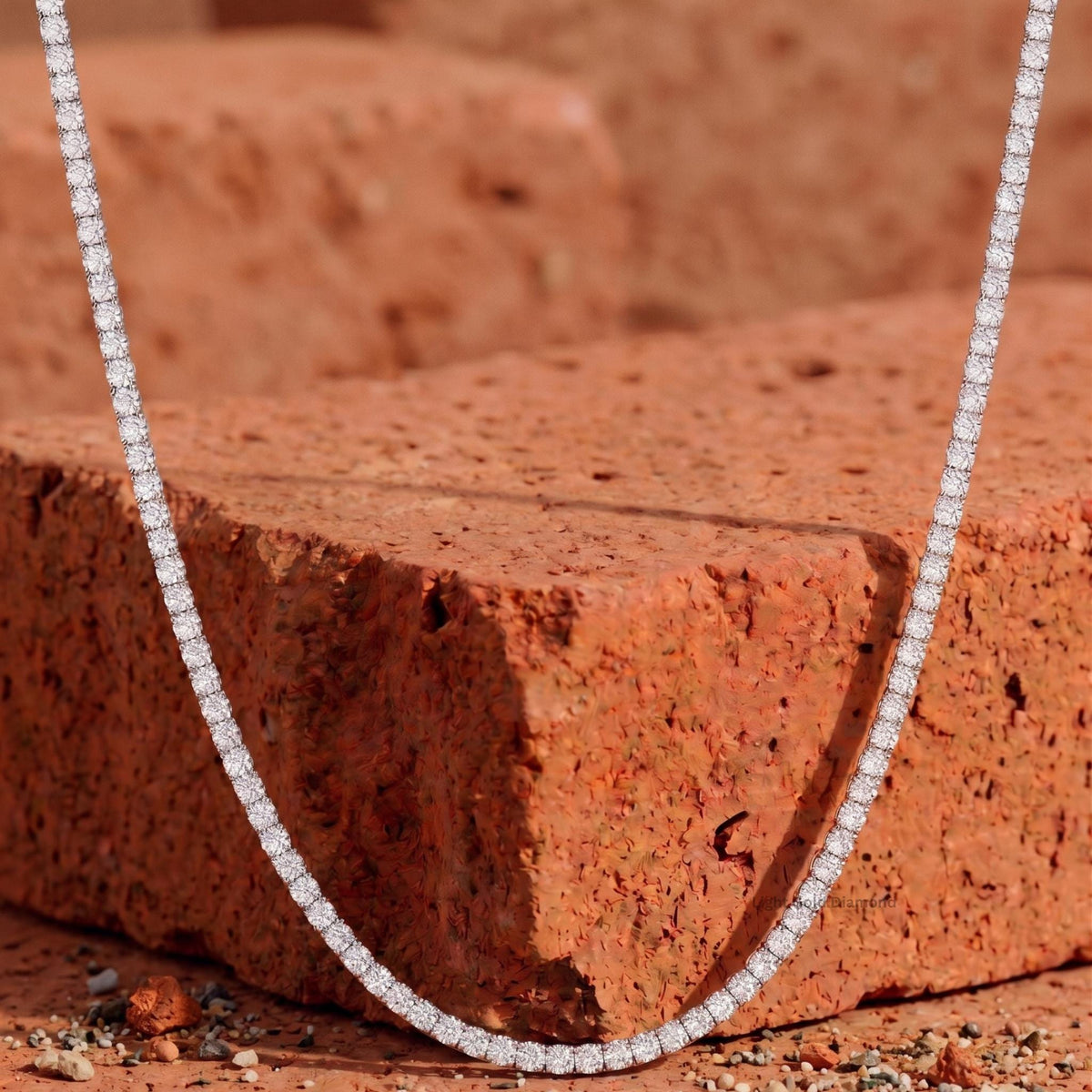 Round Lab-Grown Diamond Tennis Necklace