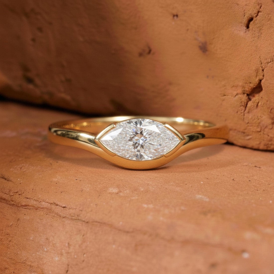 Marquise Cut Lab Grown Diamond East West Solitaire Ring