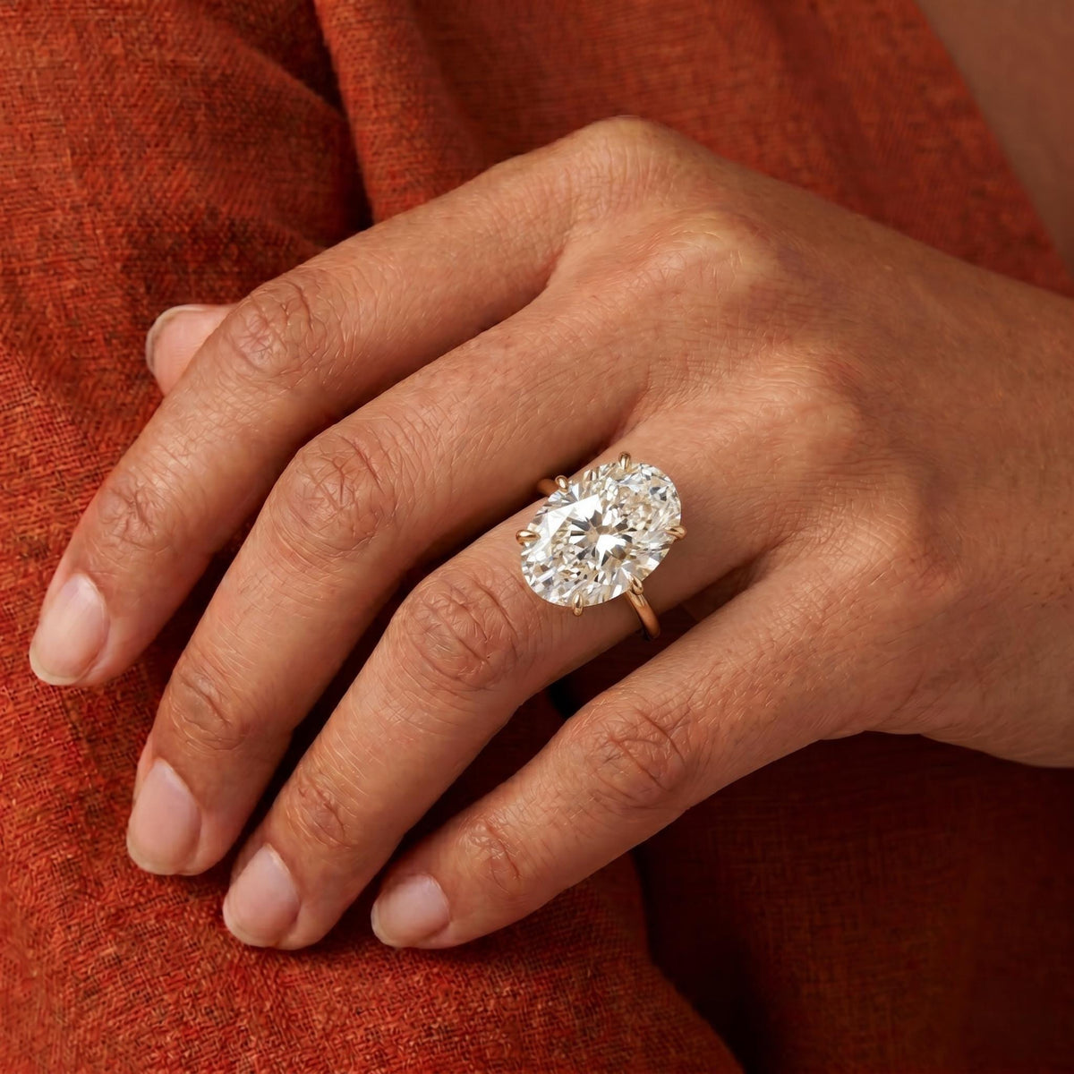 7 Carat Oval Lab Grown Diamond Engagement Ring