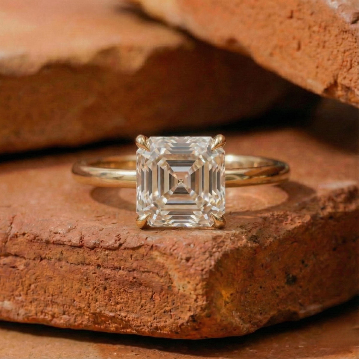 Asscher Diamond Solitaire Engagement Ring