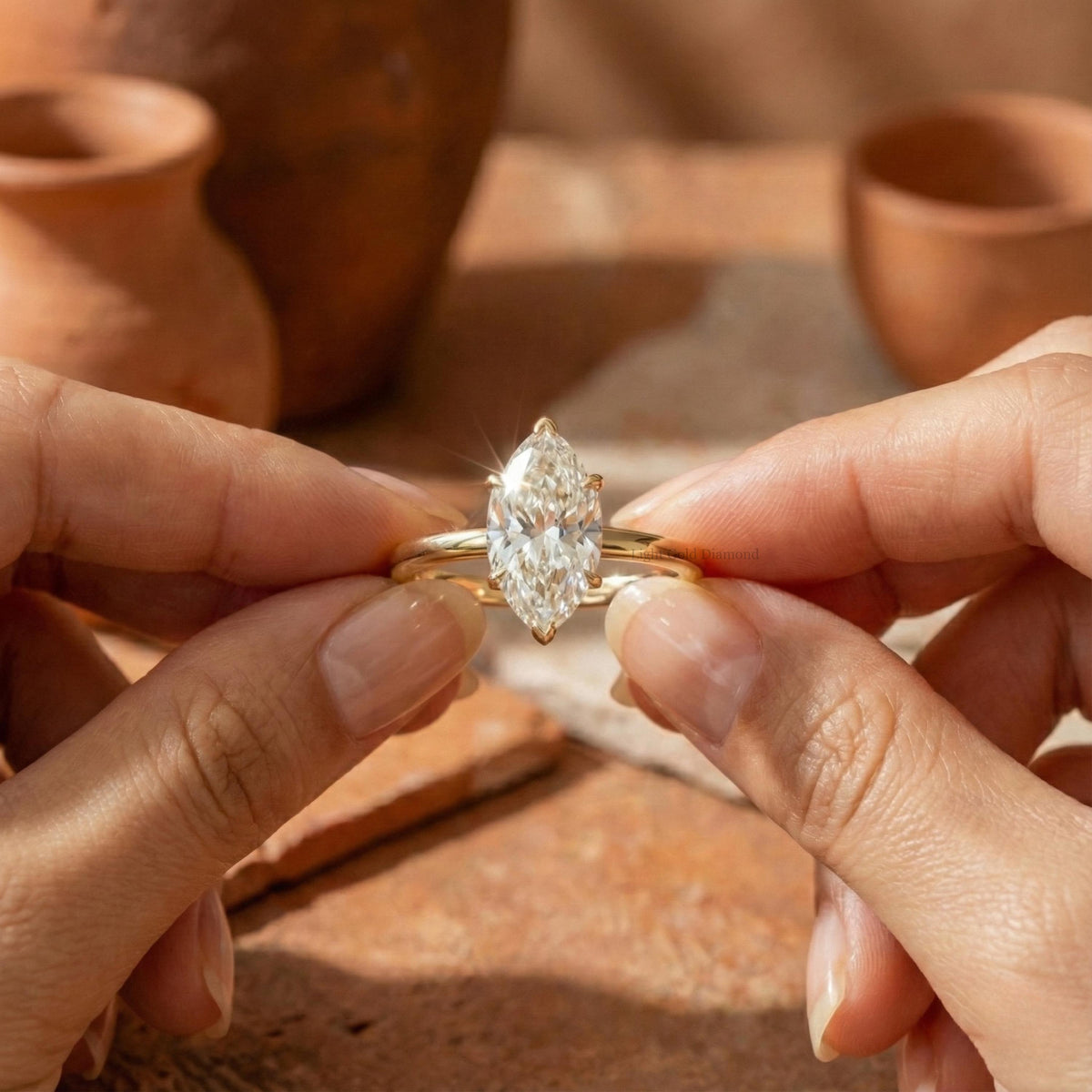 2 Carat Lab Grown Marquise Diamond Ring