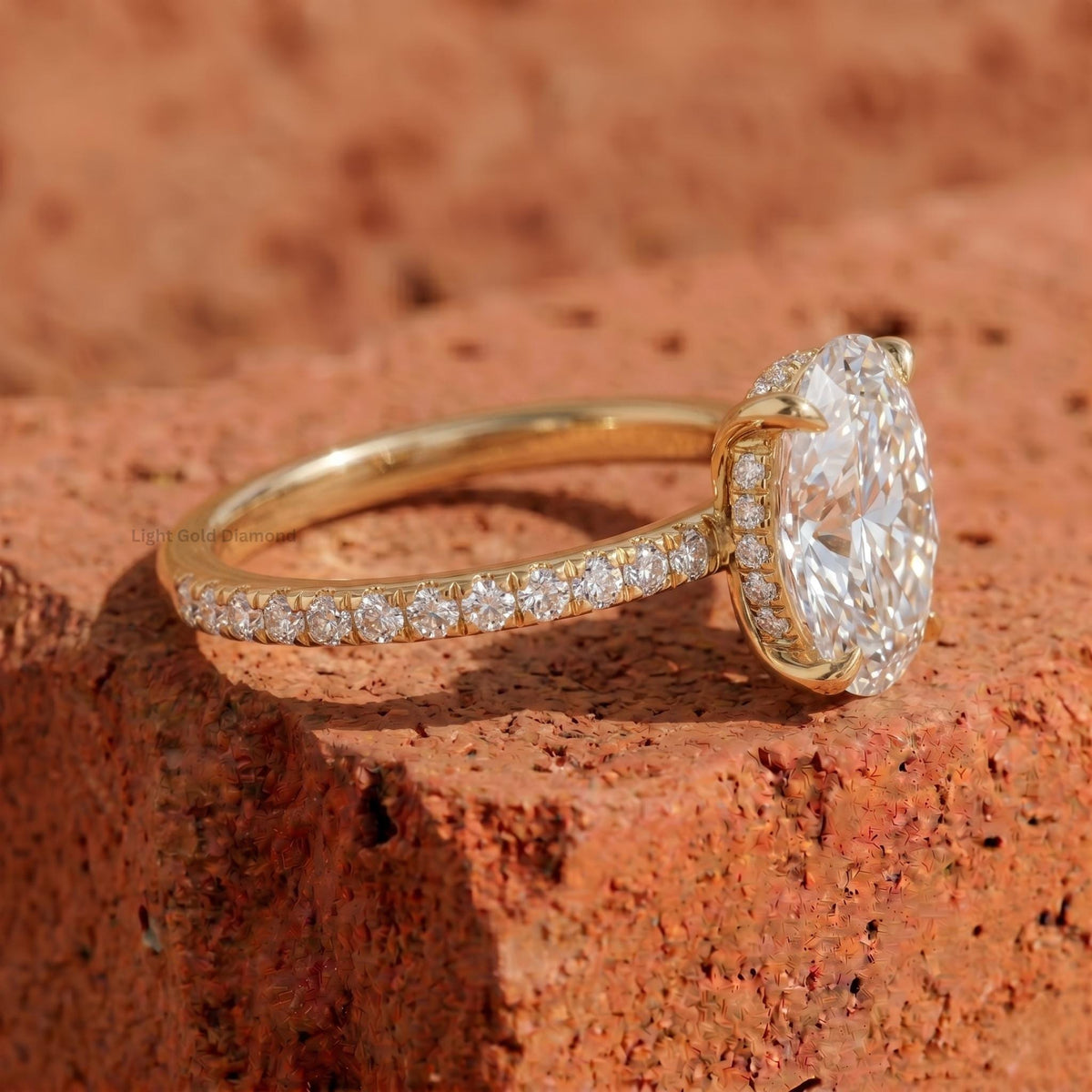 3 carat Oval Lab Grown Diamond Hidden Halo Ring