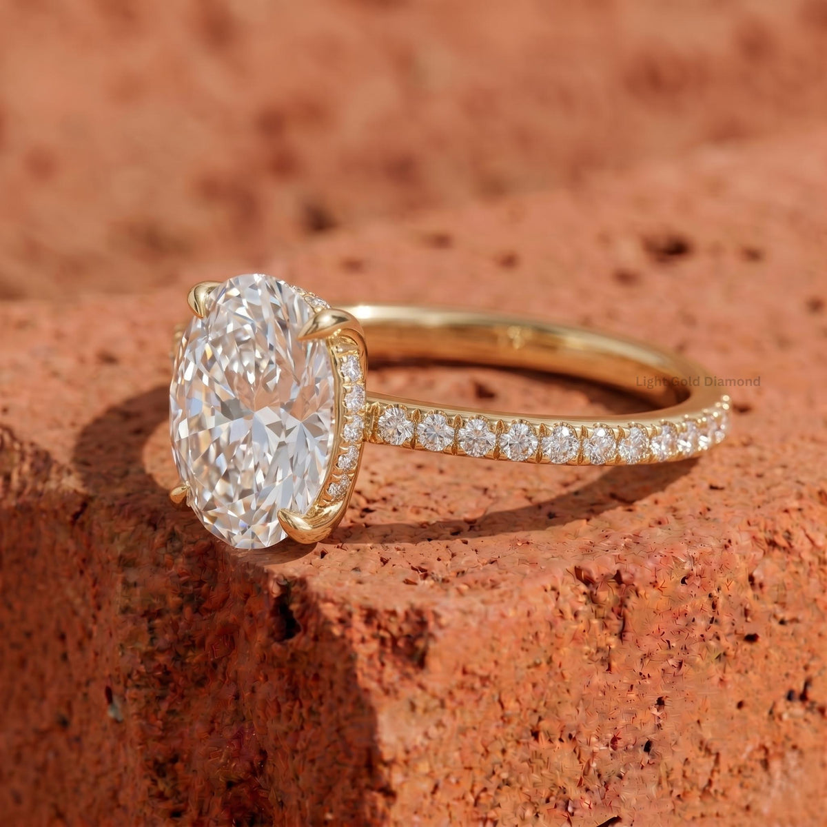 3 carat Oval Lab Grown Diamond Hidden Halo Ring