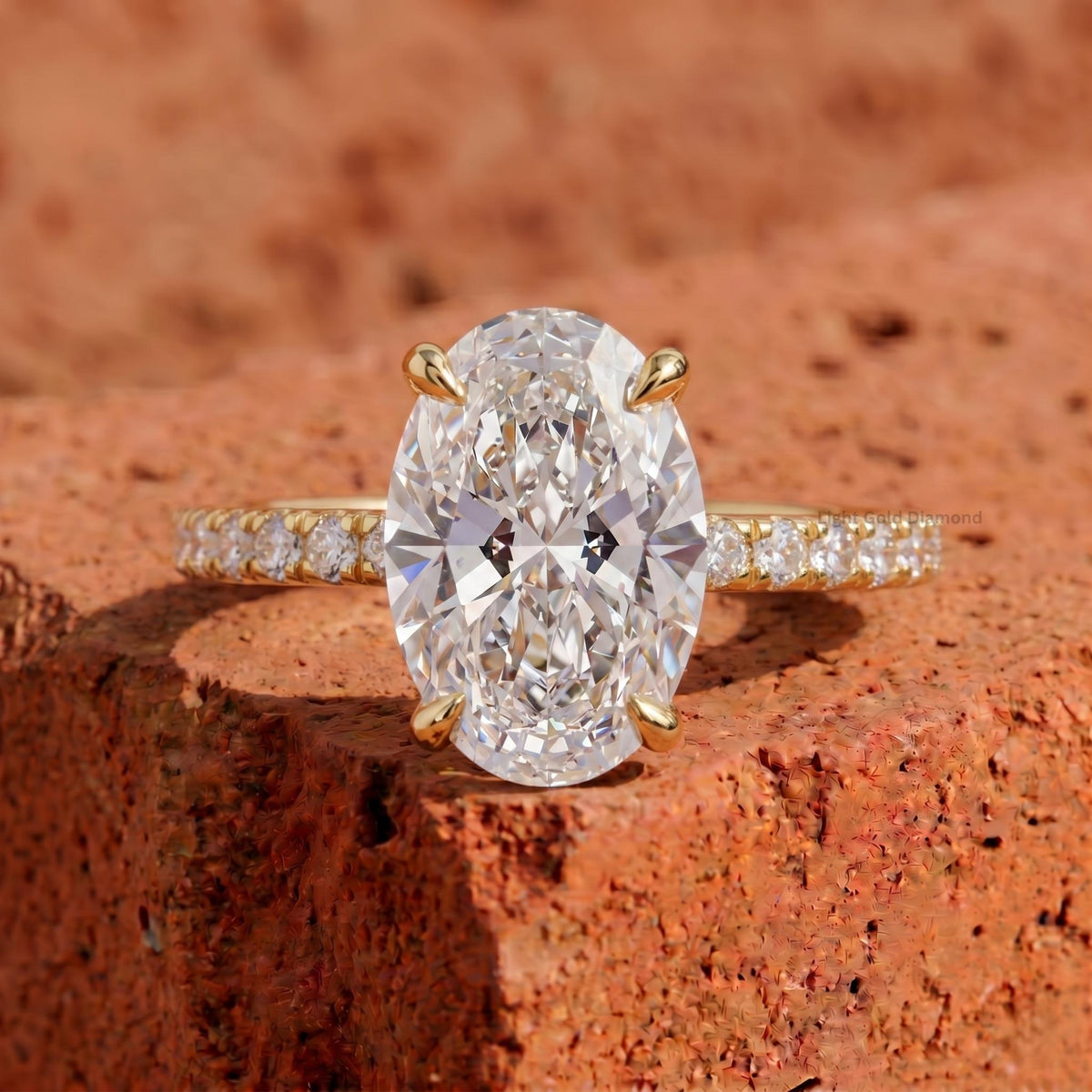 3 carat Oval Lab Grown Diamond Hidden Halo Ring