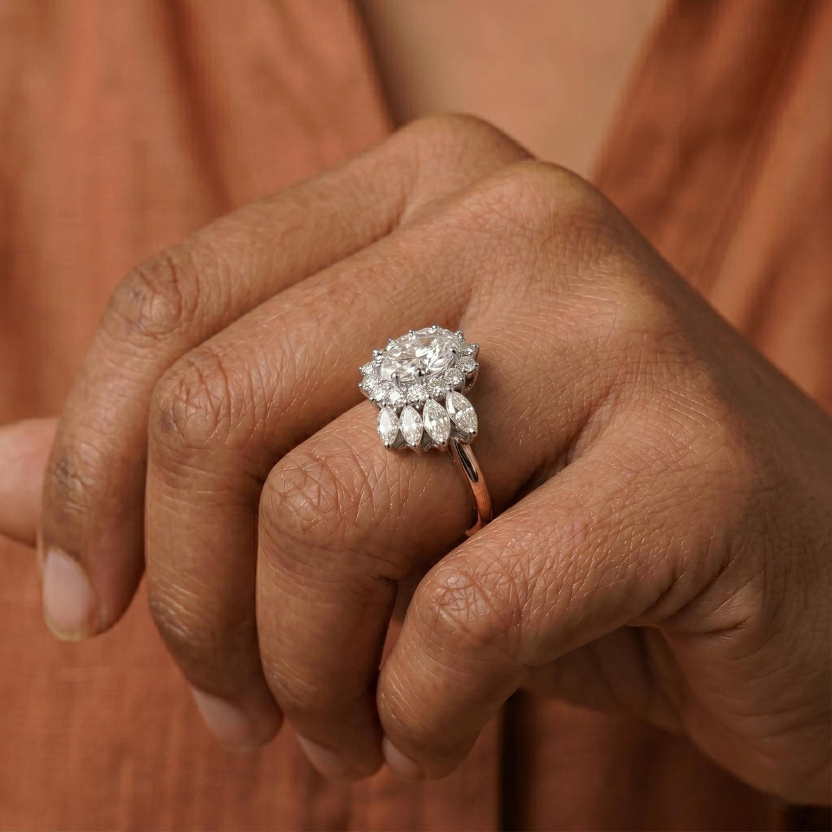 Lab Grown Oval Diamond Unique Ring