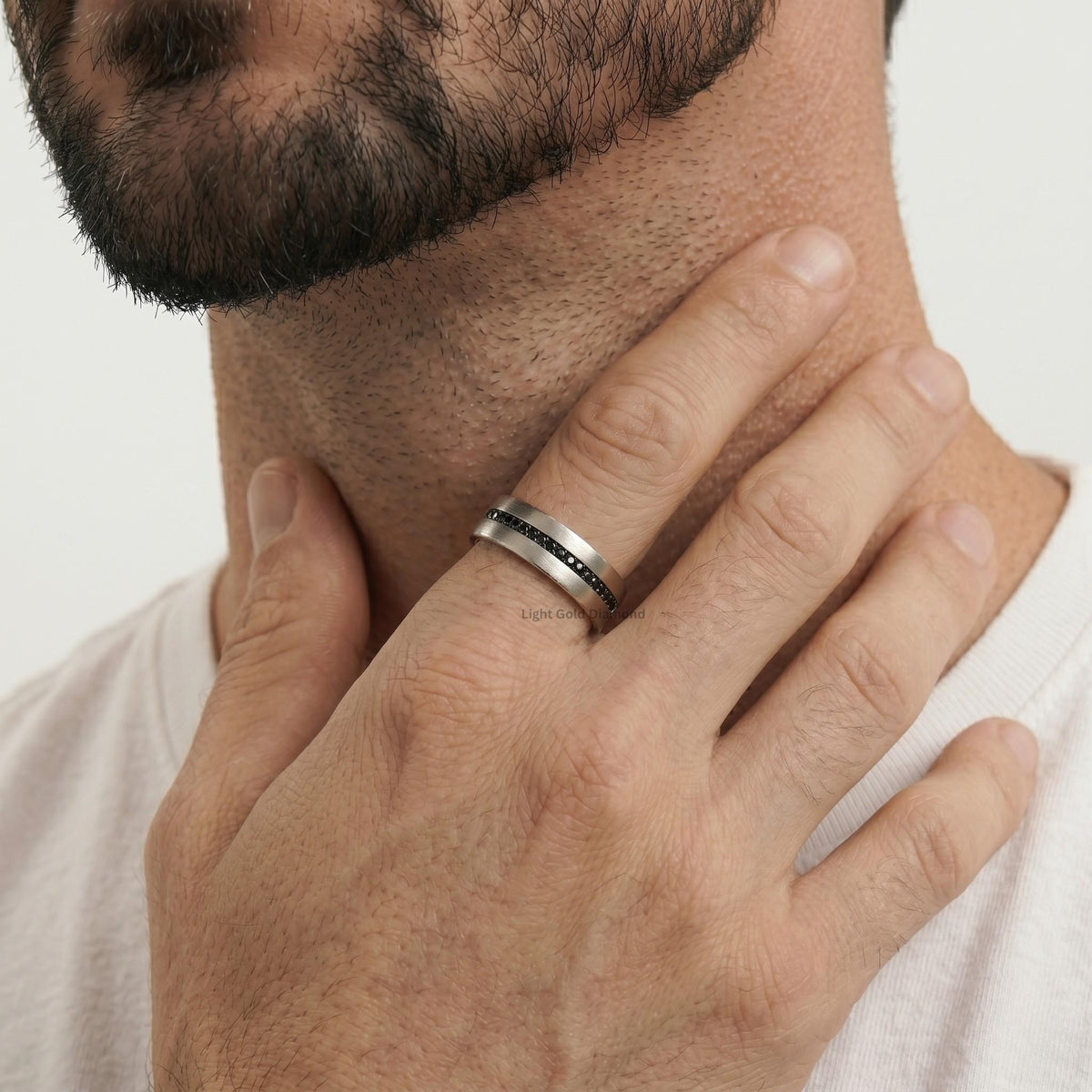 Natural Black Diamond Mens wedding band