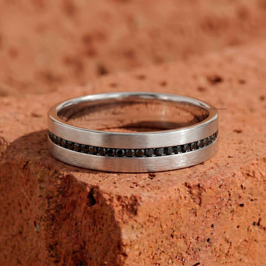 Natural Black Diamond Mens wedding band