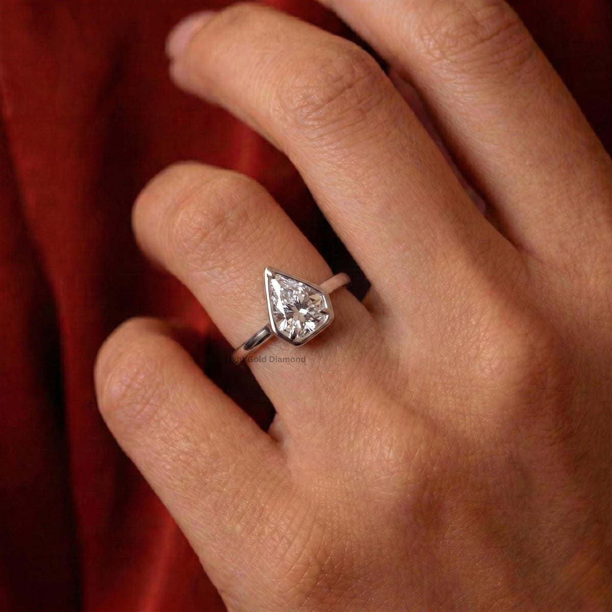 Pear Lab Grown Diamond Bezel Solitaire Ring