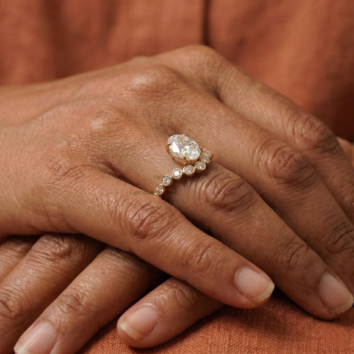 Oval cut bezel band ring Lab Grown Diamond-3