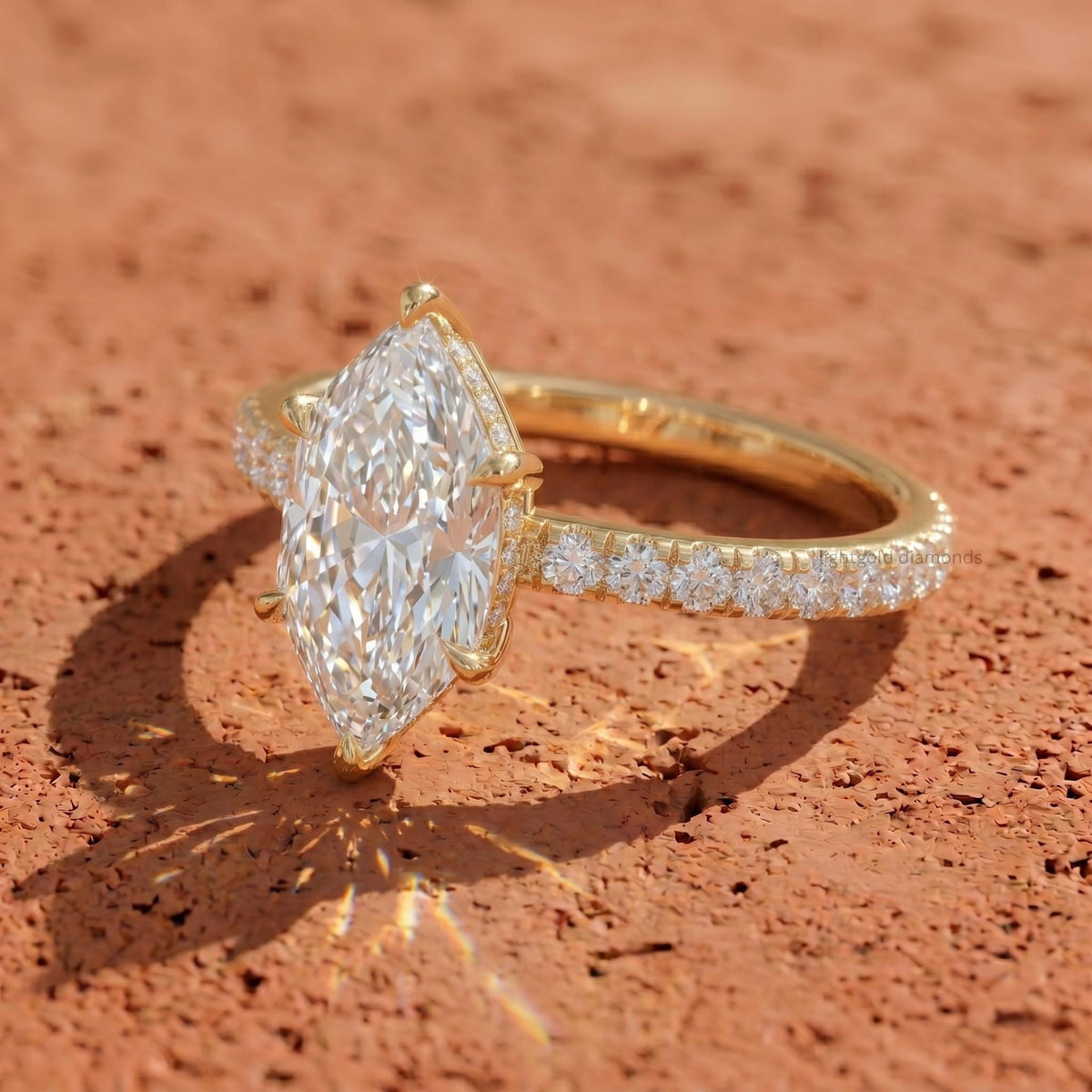 IGI Lab Grown Dutch Marquise Diamond Hidden Halo Solitaire Ring