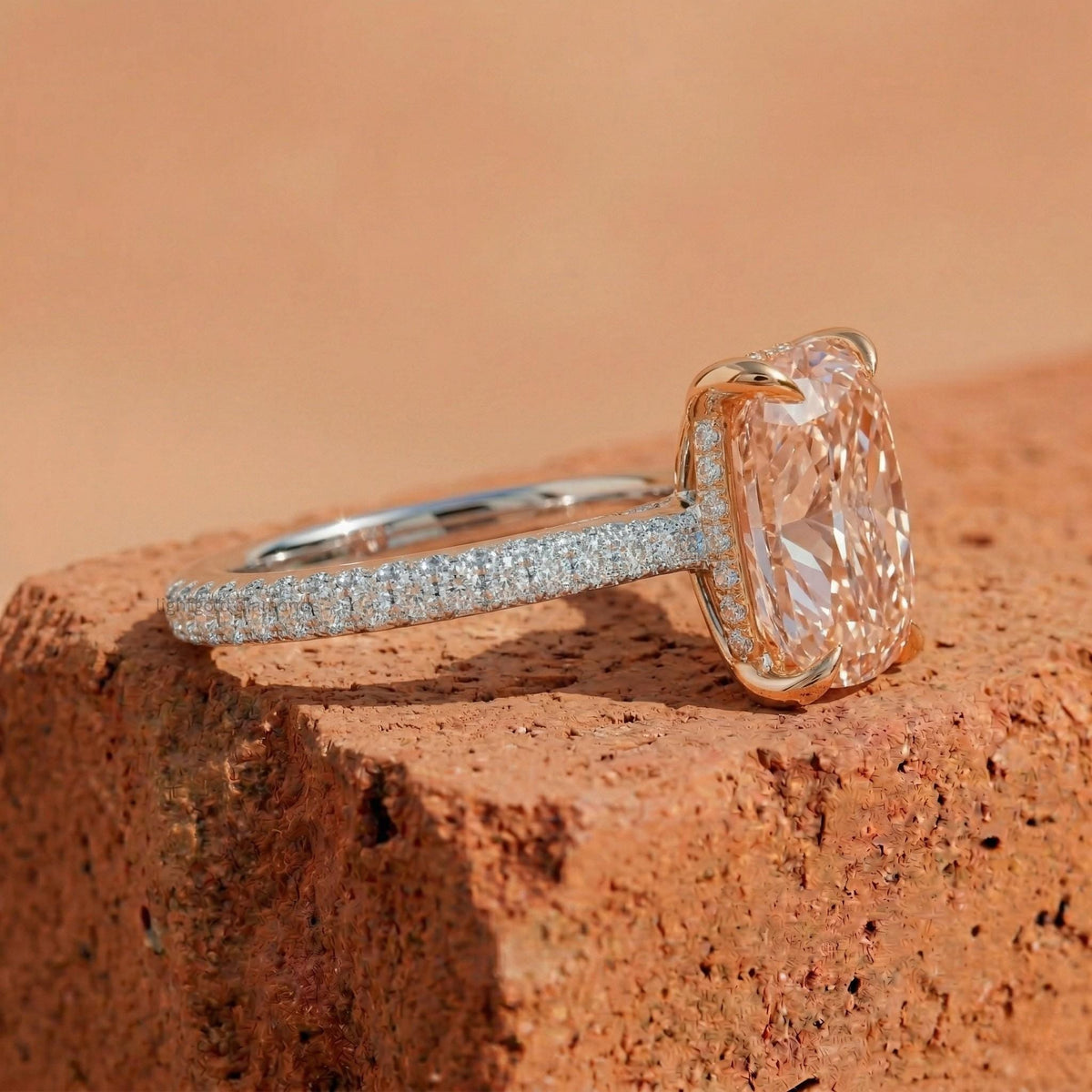 Elongated Cushion Pink Diamond Ring