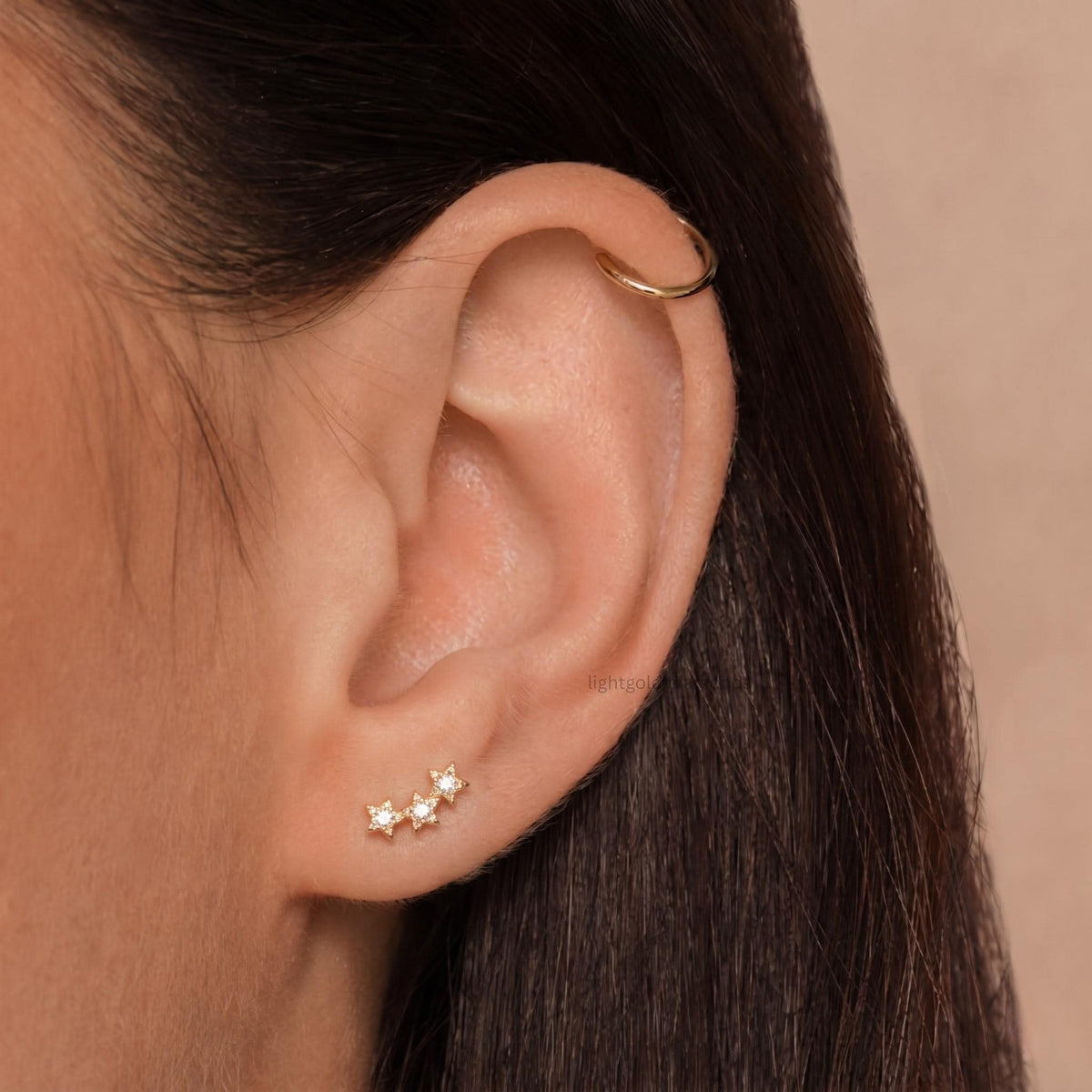 14K Gold Star Helix Piercing