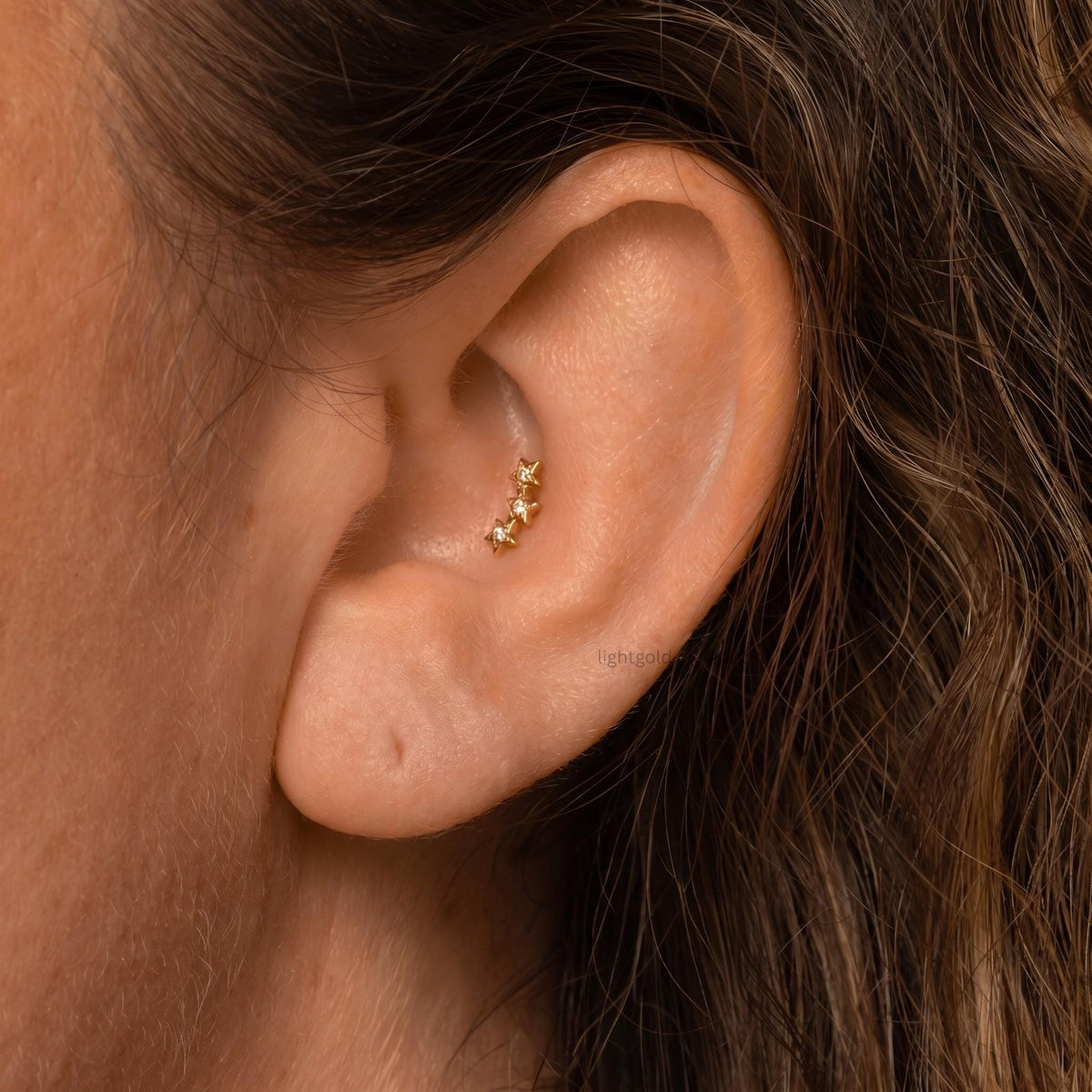 14K Gold Star Helix Piercing