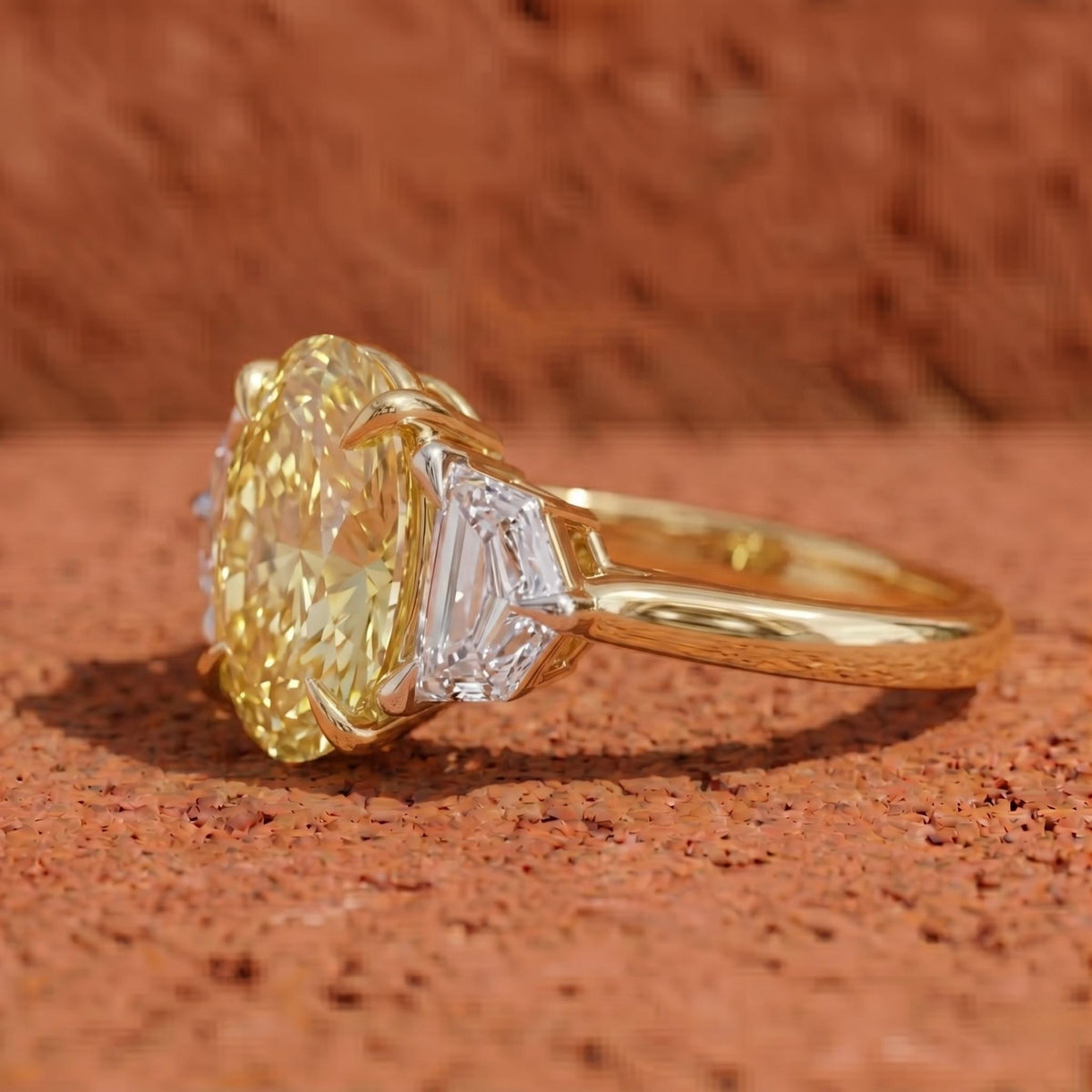 IGI Certified 2 Ct Fancy Yellow Oval Lab Grown Diamond Ring