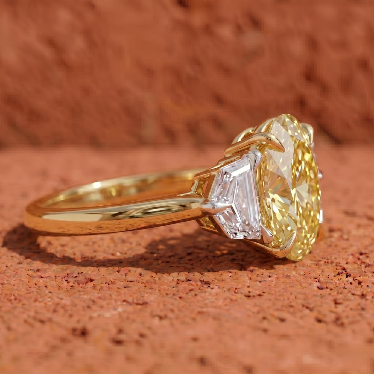 IGI Certified 2 Ct Fancy Yellow Oval Lab Grown Diamond Ring