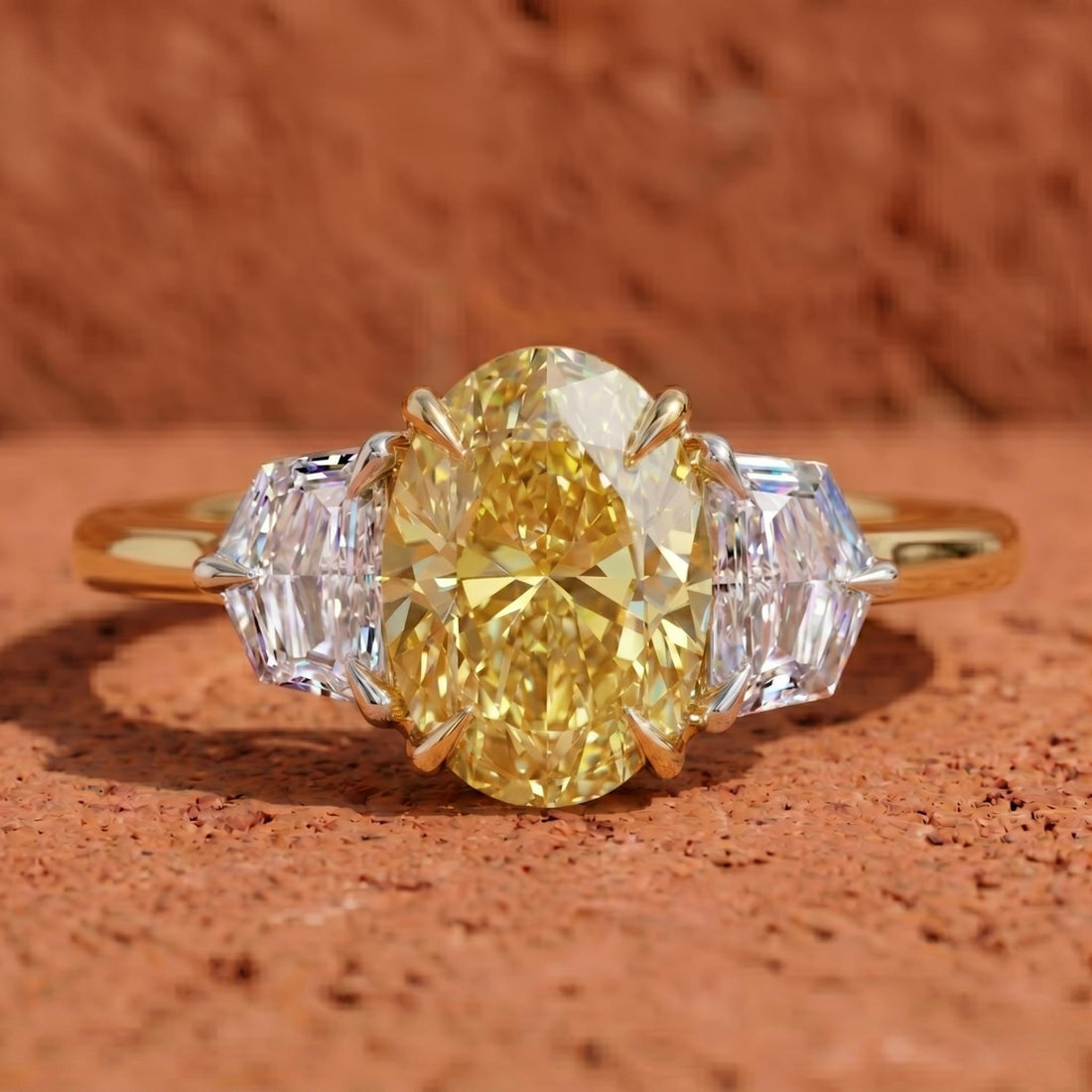 IGI Certified 2 Ct Fancy Yellow Oval Lab Grown Diamond Ring
