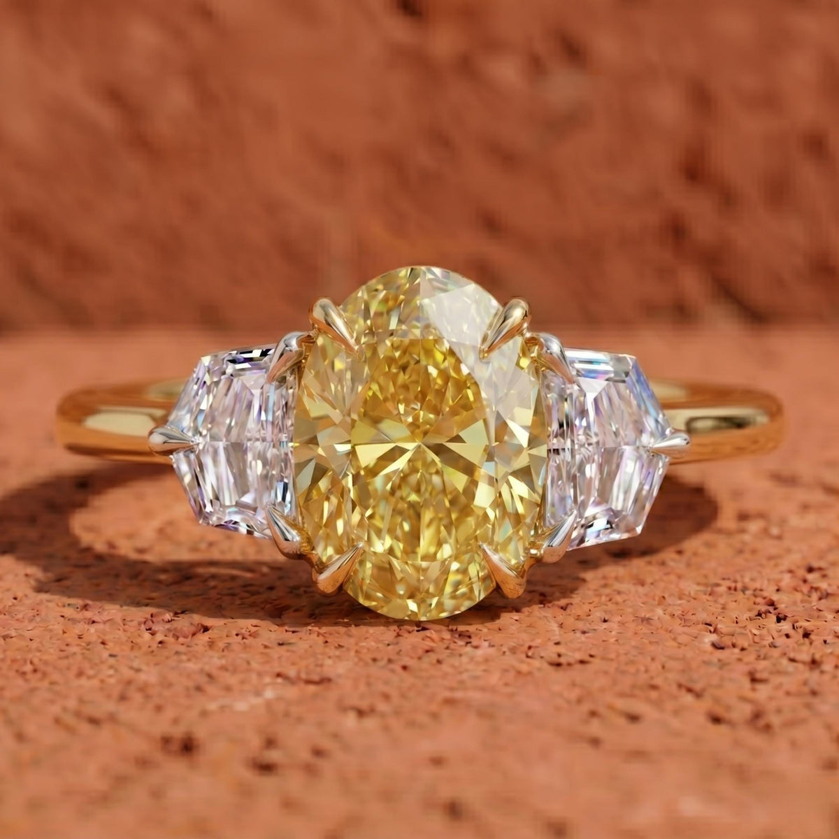 IGI Certified 2 Ct Fancy Yellow Oval Lab Grown Diamond Ring