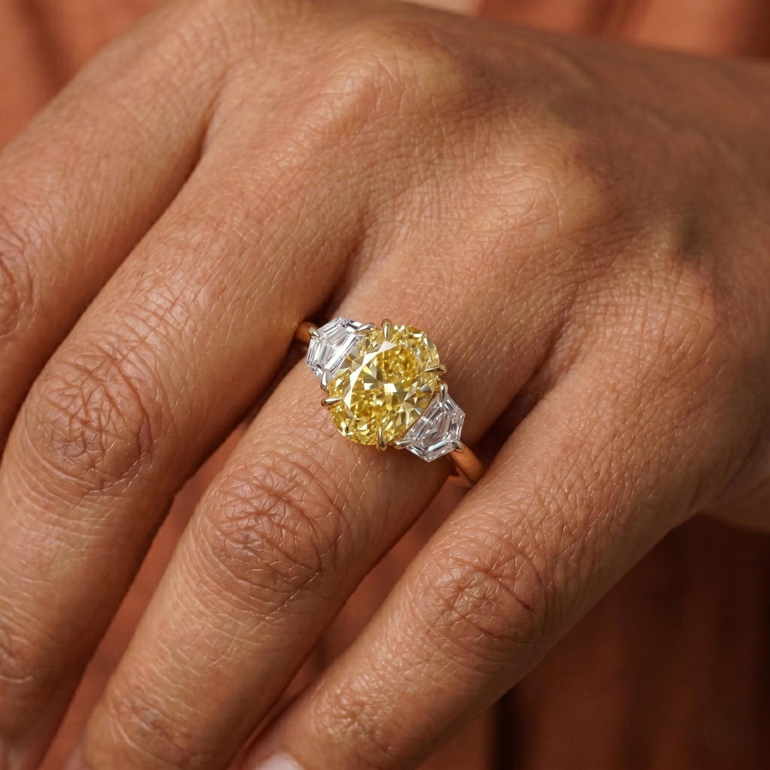 IGI Certified 2 Ct Fancy Yellow Oval Lab Grown Diamond Ring