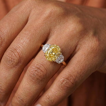 IGI Certified 2 Ct Fancy Yellow Oval Lab Grown Diamond Ring