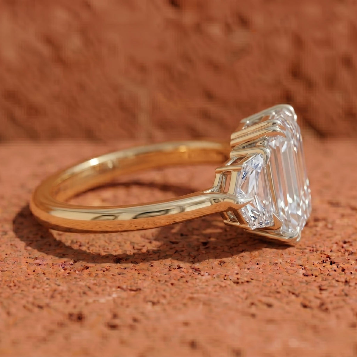IGI 2 carat Emerald Lab Grown Diamond Engagement Ring with Side Cadillac cut