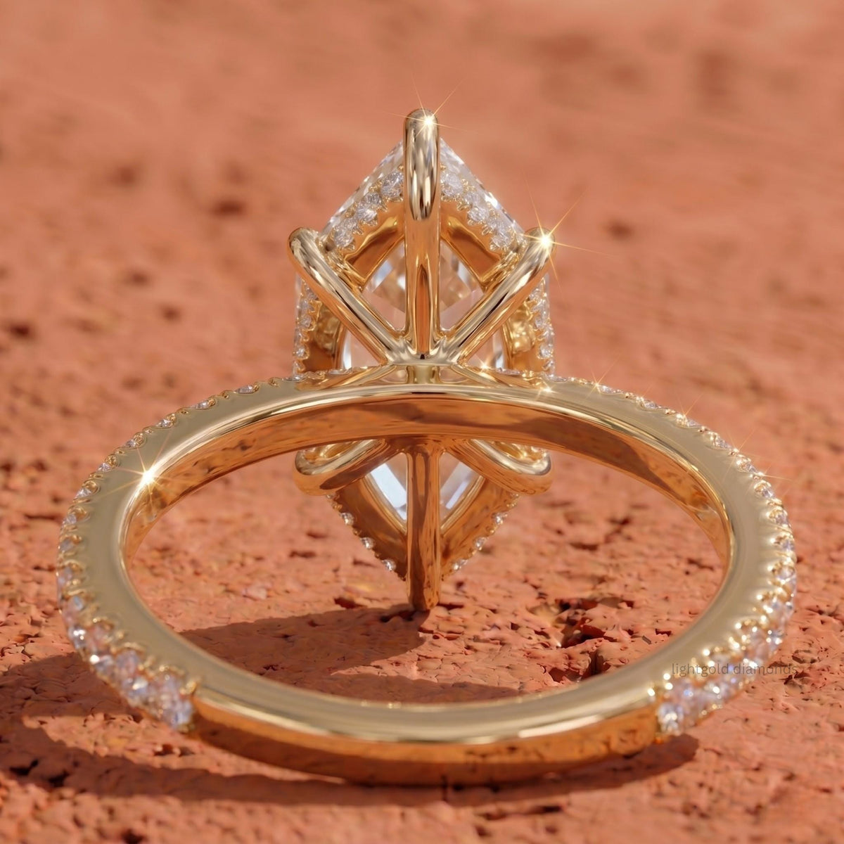 IGI Lab Grown Dutch Marquise Diamond Hidden Halo Solitaire Ring