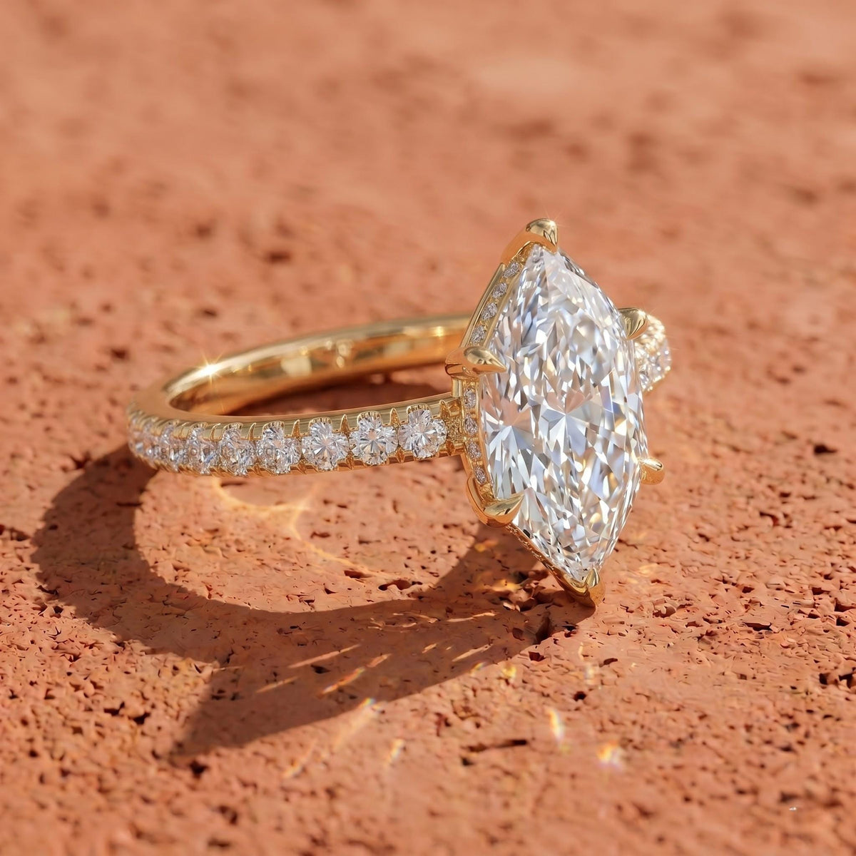IGI Lab Grown Dutch Marquise Diamond Hidden Halo Solitaire Ring