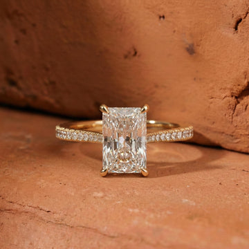 Radiant Cut Lab Grown Diamond Hidden Halo Engagement Ring