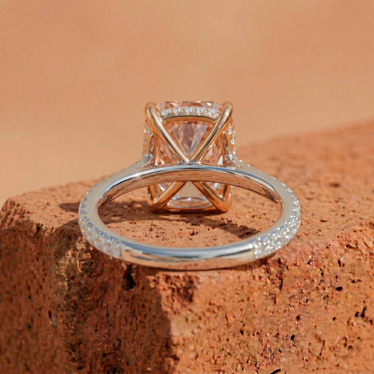 Elongated Cushion Pink Diamond Ring