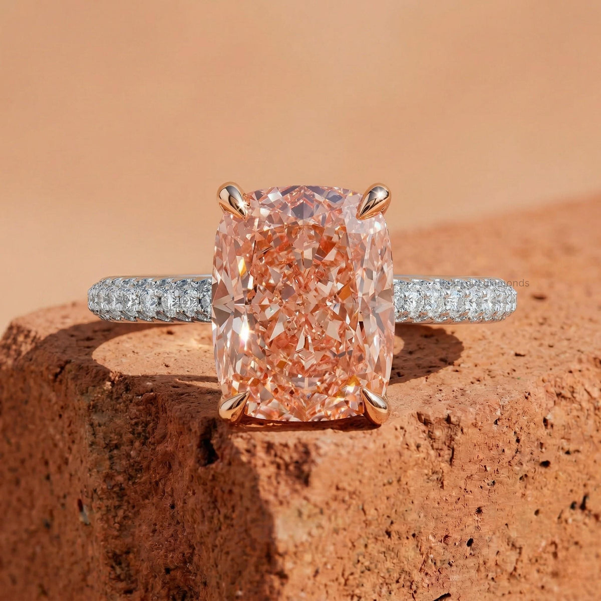 Elongated Cushion Pink Diamond Ring
