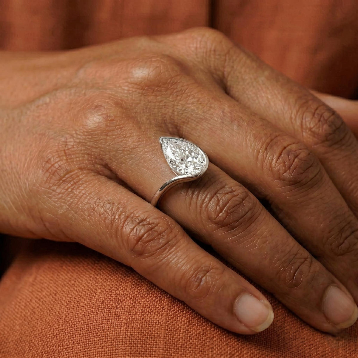 IGI Certified Lab Grown Pear Diamond Unique Engagement Ring