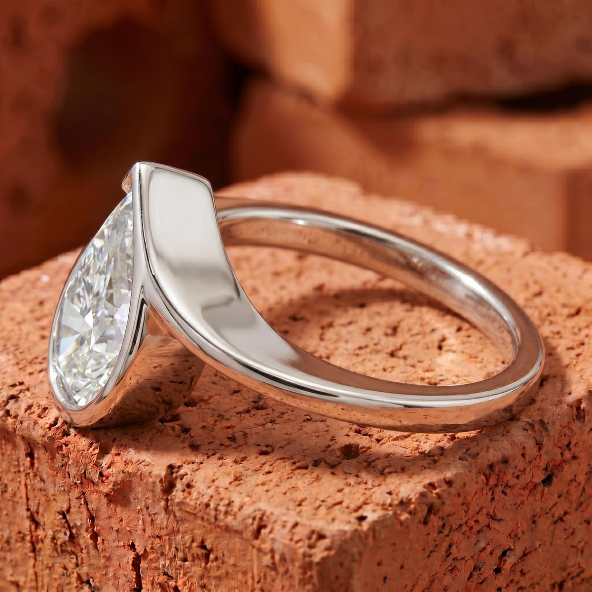 IGI Certified Lab Grown Pear Diamond Unique Engagement Ring