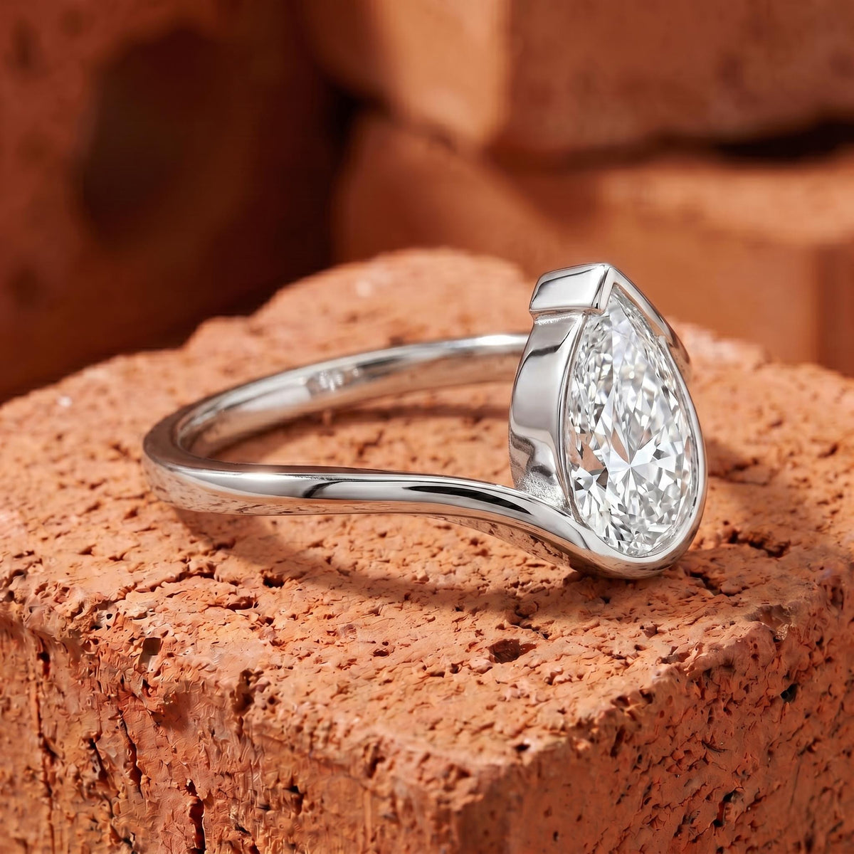 IGI Certified Lab Grown Pear Diamond Unique Engagement Ring