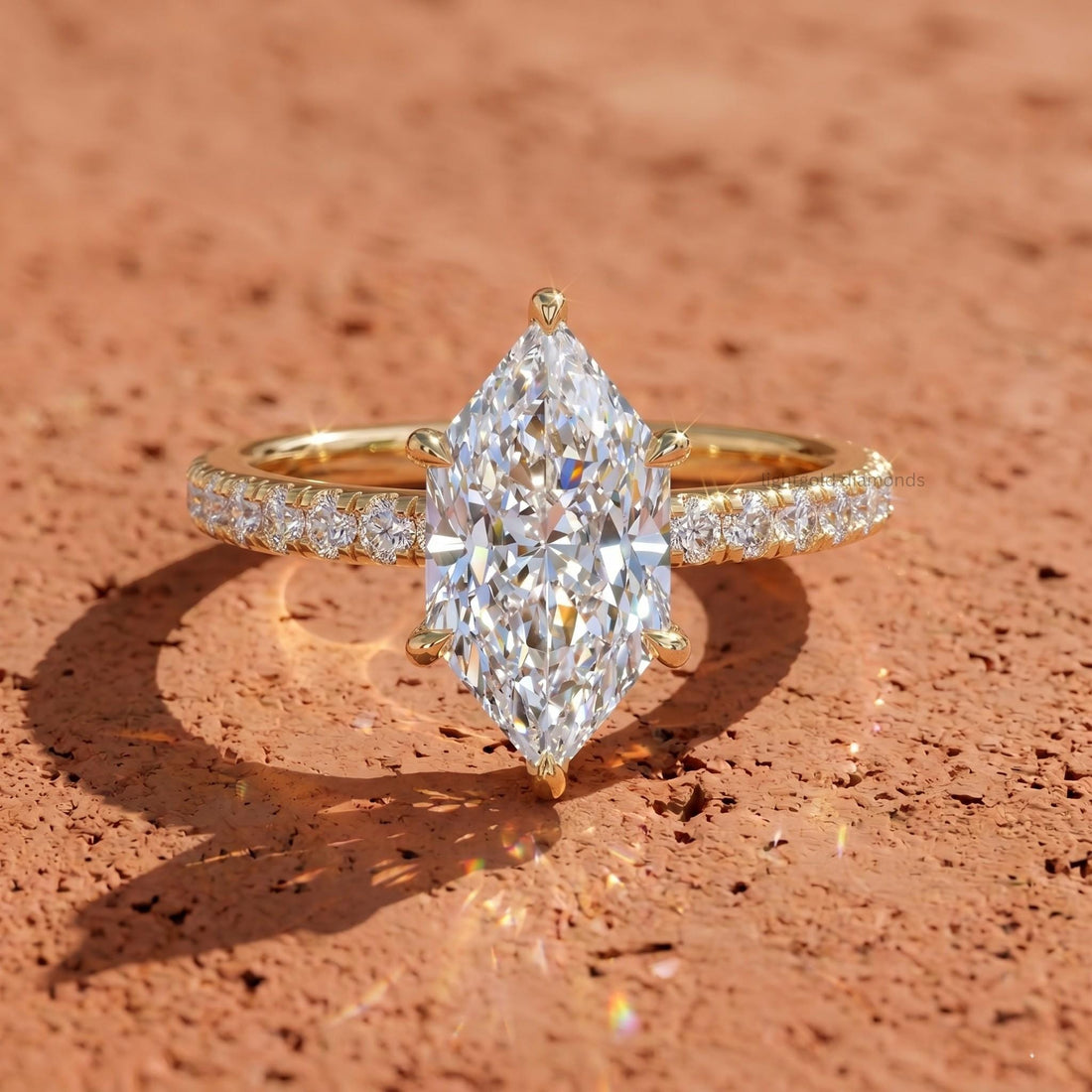 IGI Lab Grown Dutch Marquise Diamond Hidden Halo Solitaire Ring