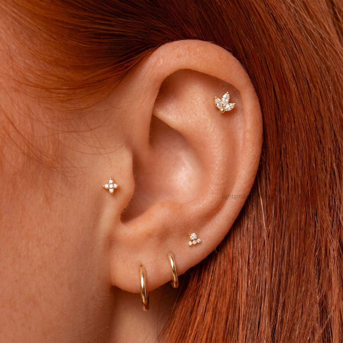 14K Solid Gold Cartilage Earrings
