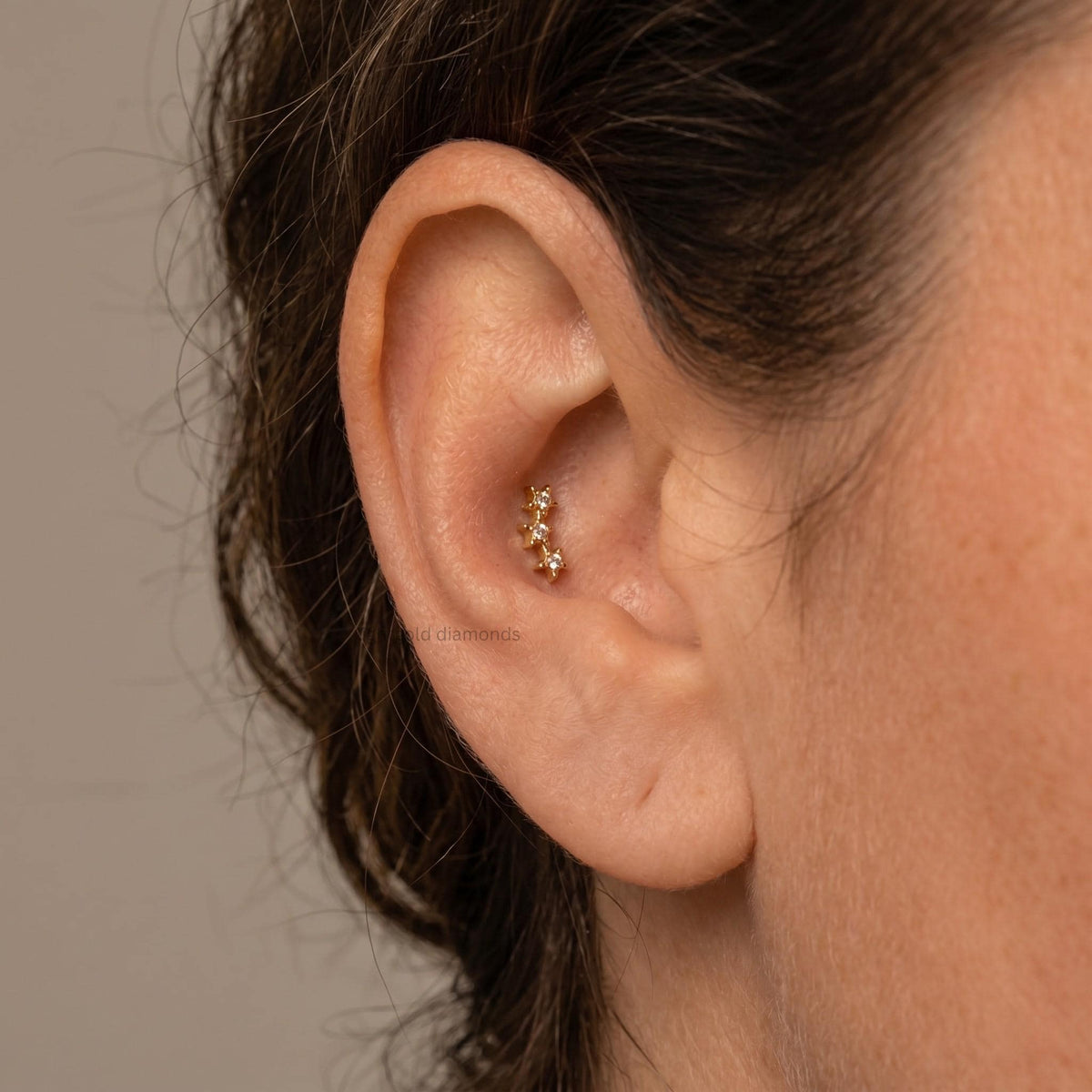 14K Gold Star Helix Piercing