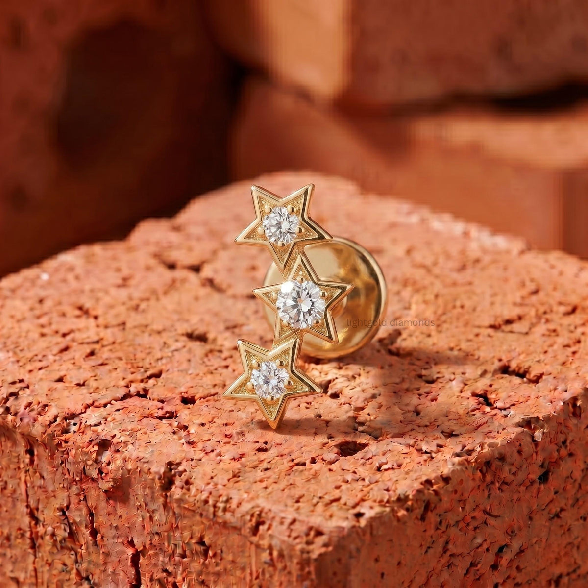 14K Gold Star Helix Piercing