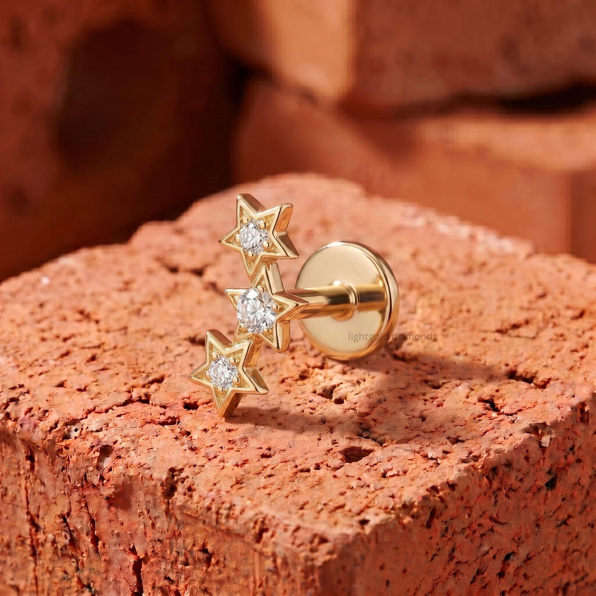 14K Gold Star Helix Piercing